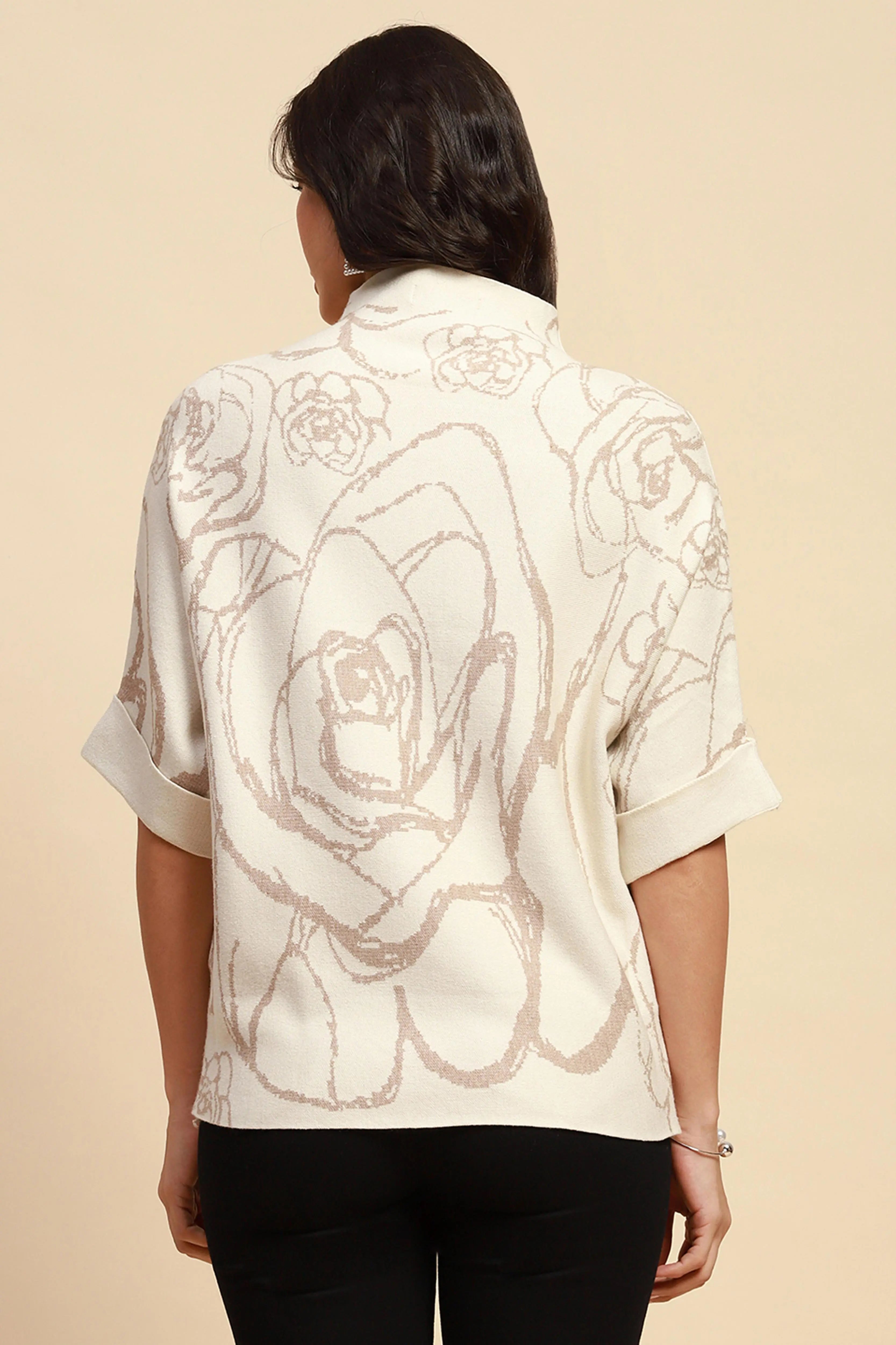 Off White Viscose Loose Fit Pullover - Global Republic