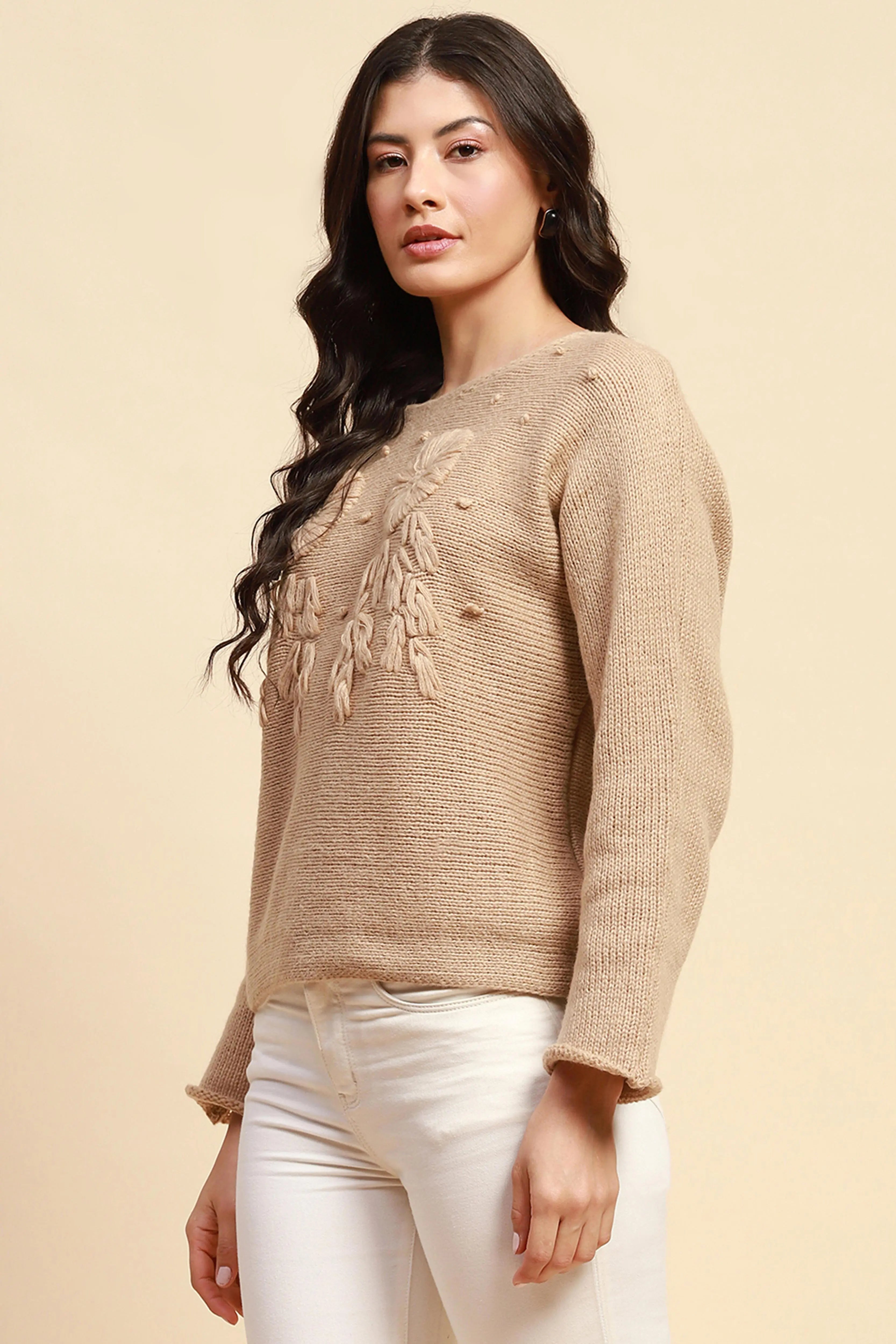 Khaki  Loose Pullover - Global Republic