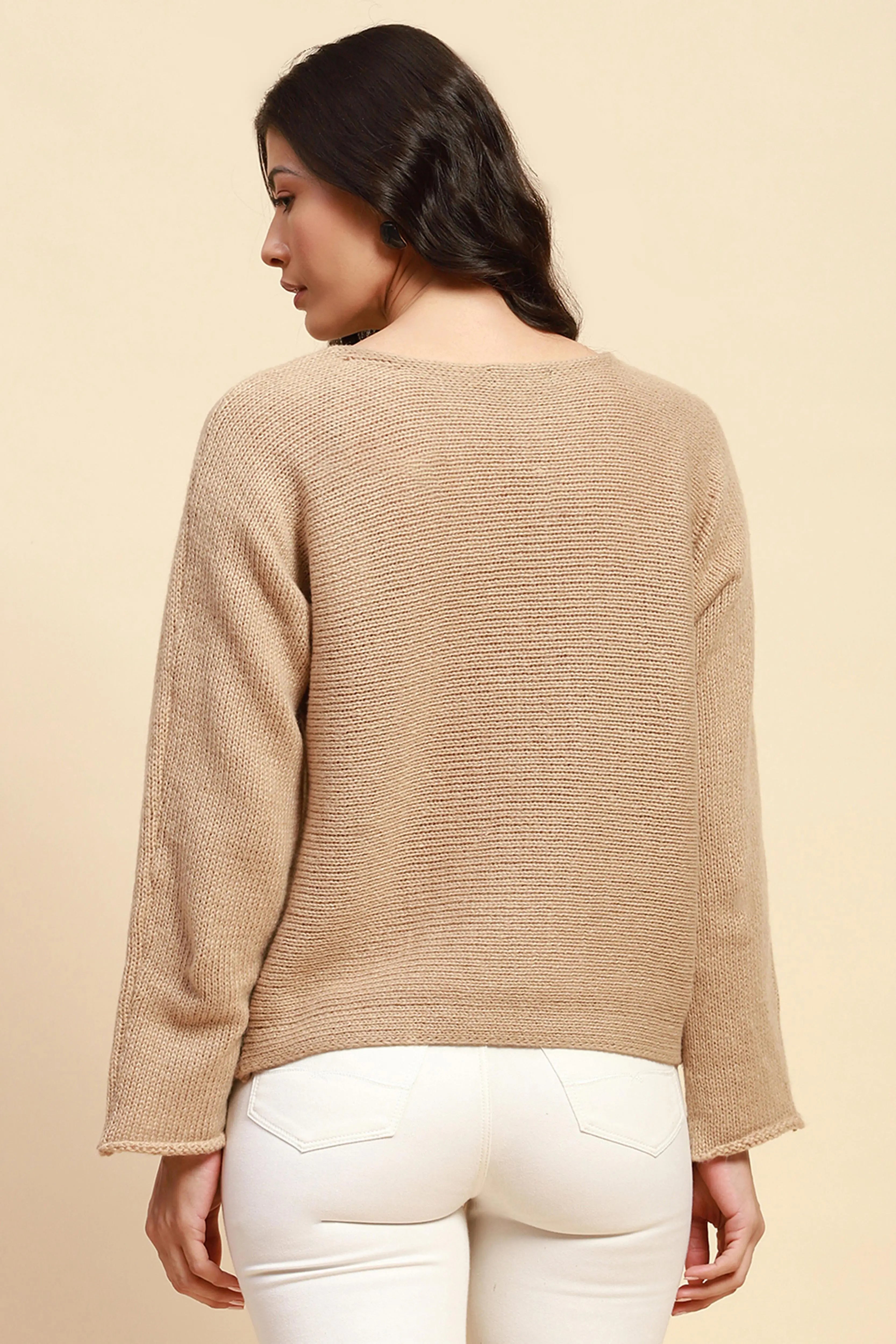 Khaki  Loose Pullover - Global Republic