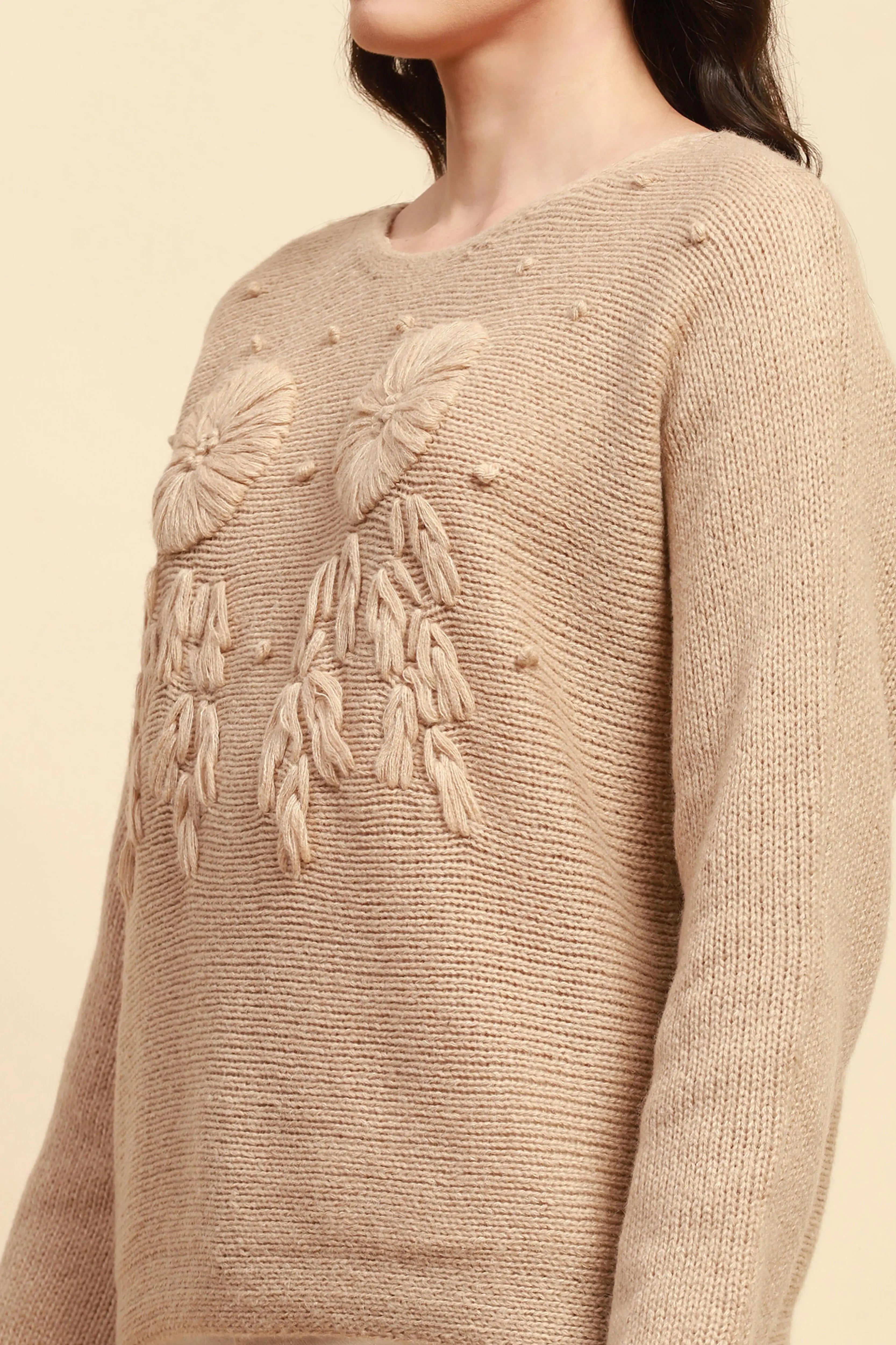 Khaki  Loose Pullover - Global Republic