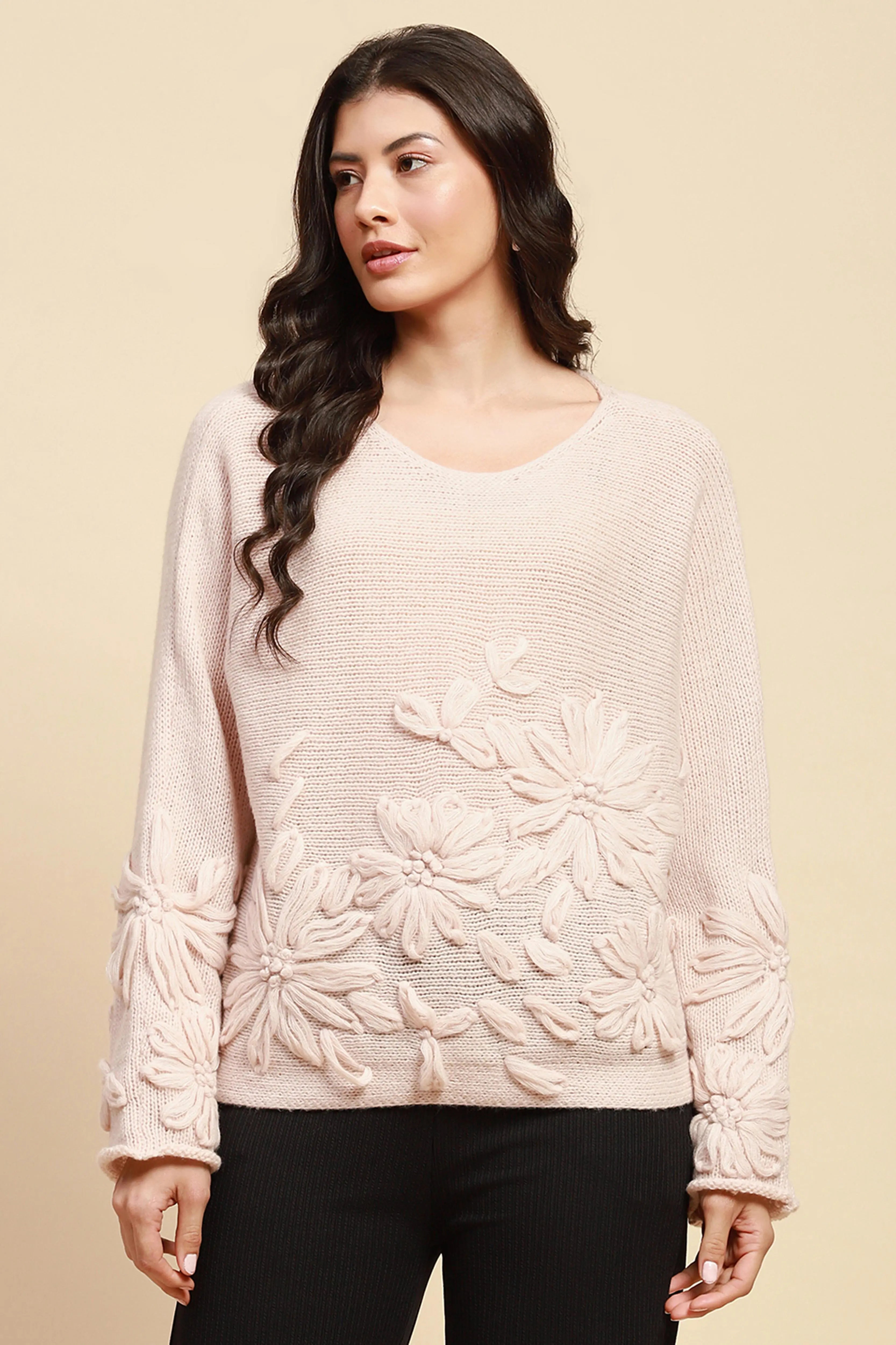 Natural Wool Blend Loose Pullover - Global Republic