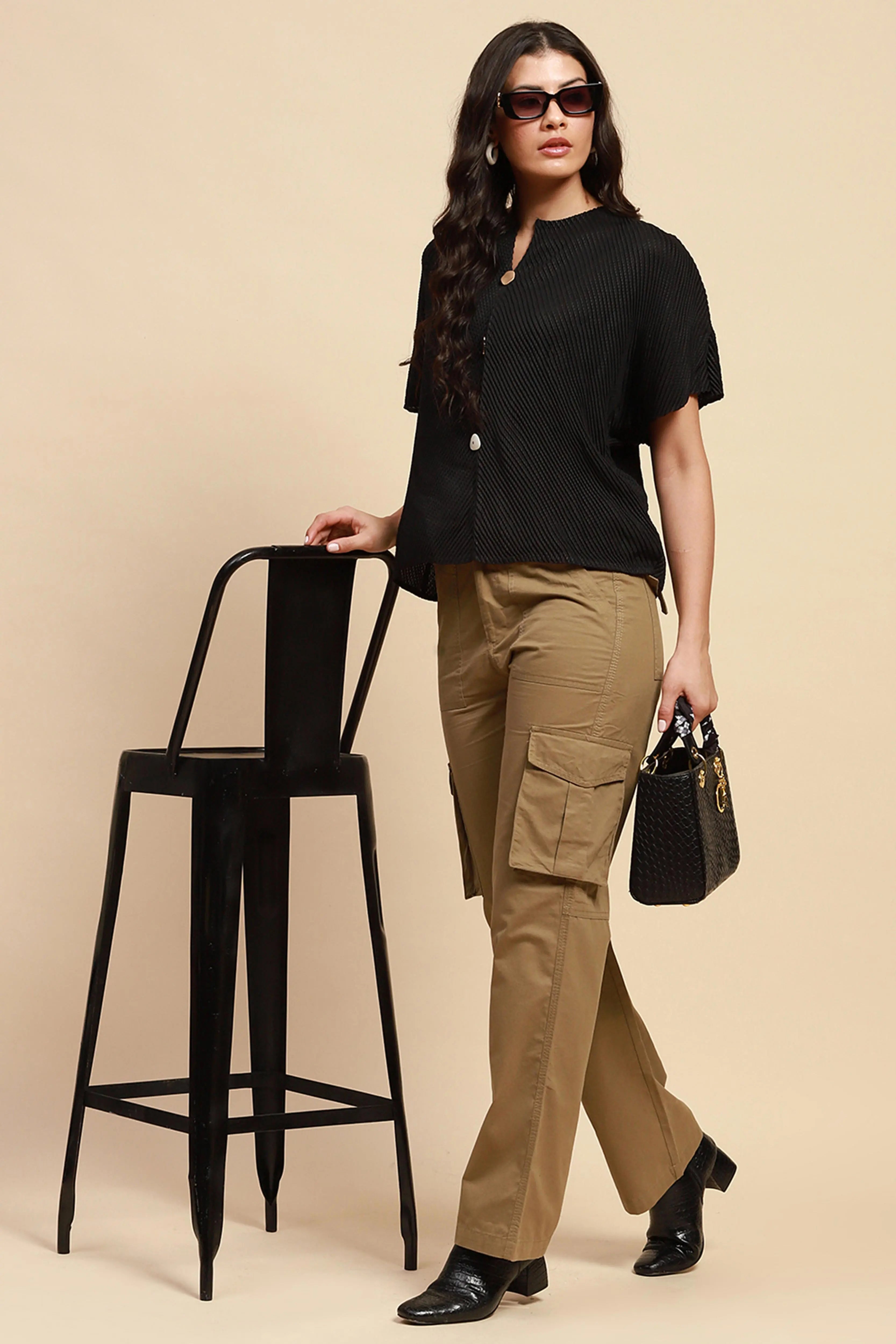 Black  Loose Blouson Top - Global Republic