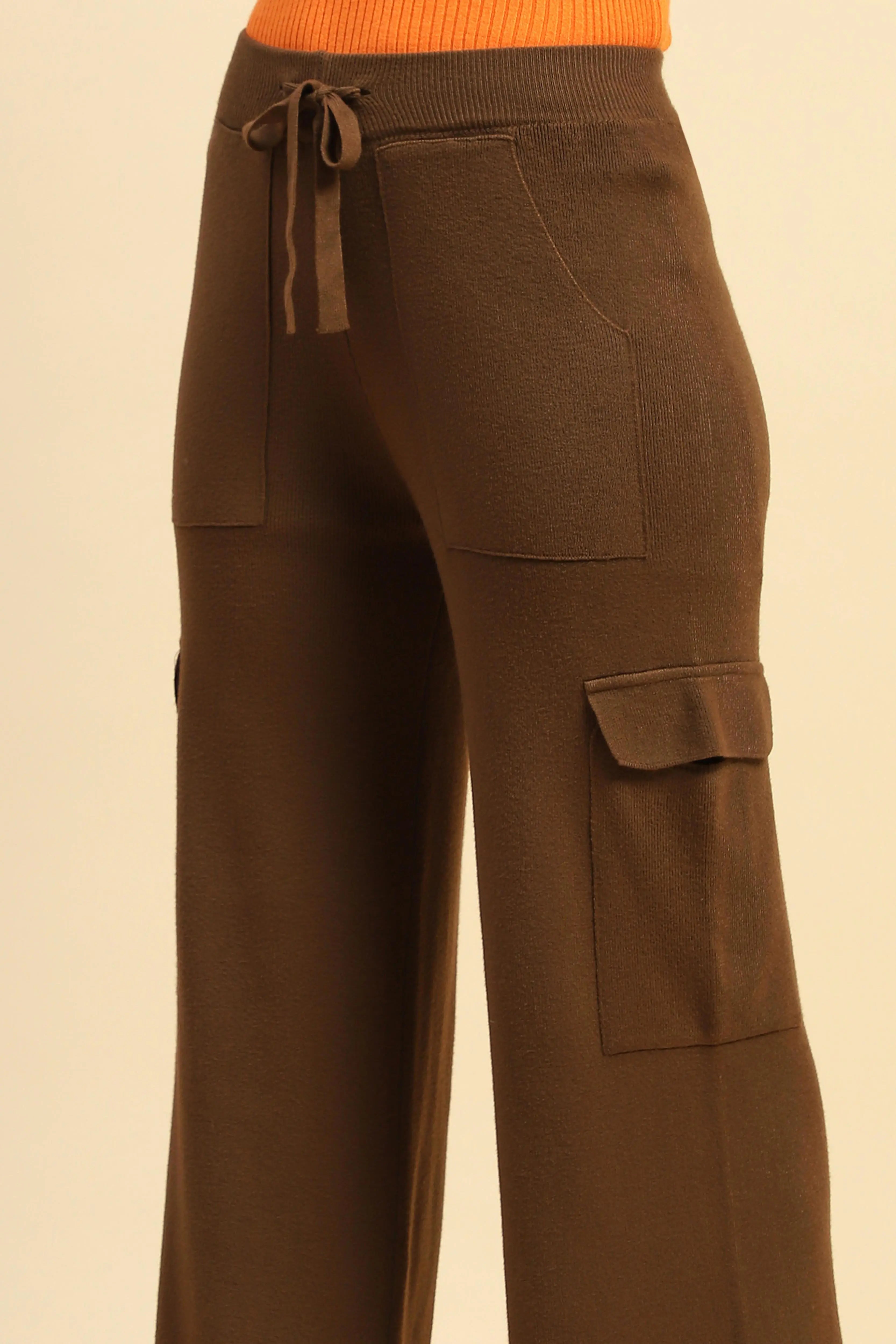 Brown Viscose Cargo Loose Winter Lower - Global Republic