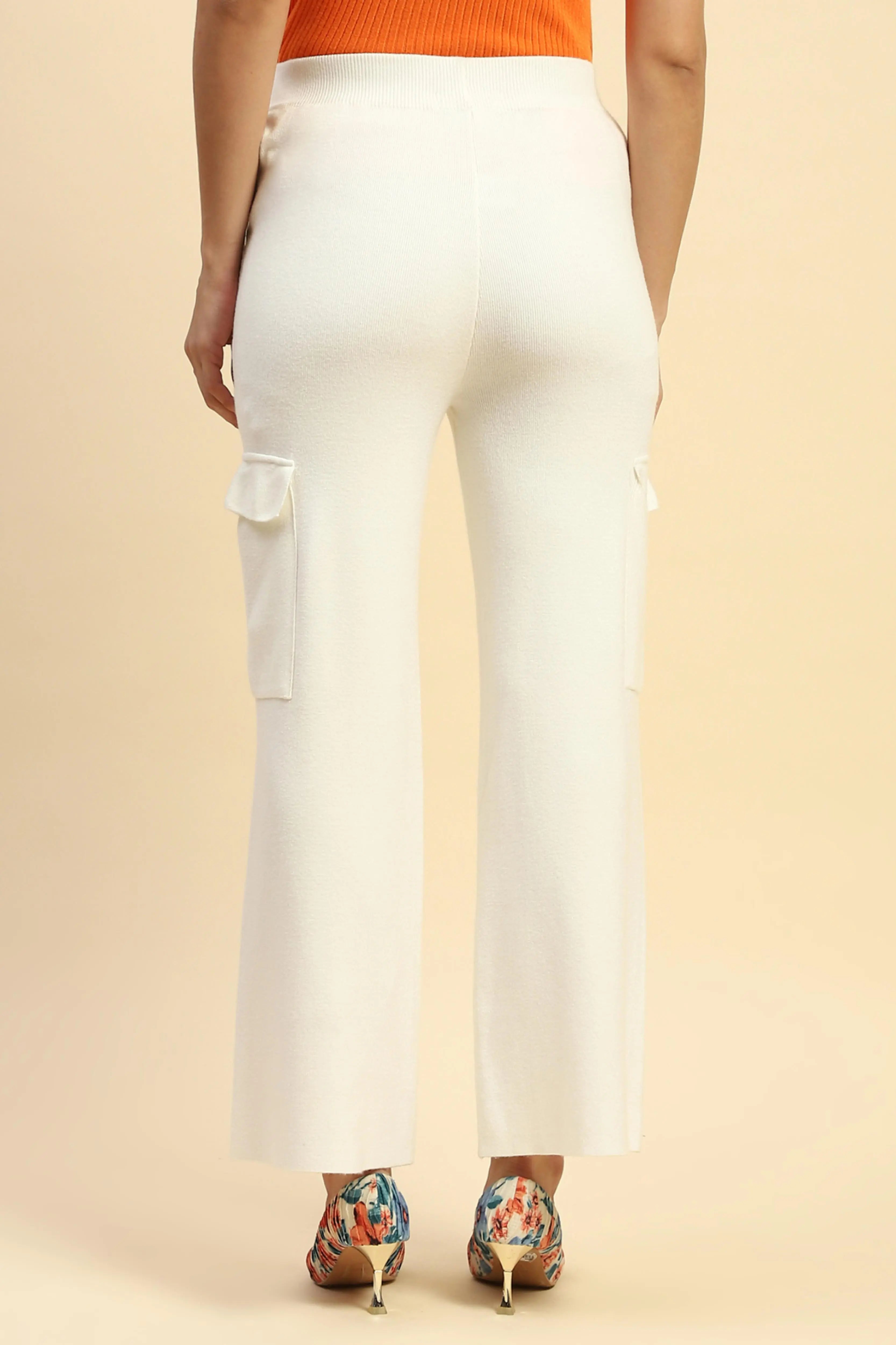 Ecru Viscose Cargo Loose Winter Lower - Global Republic