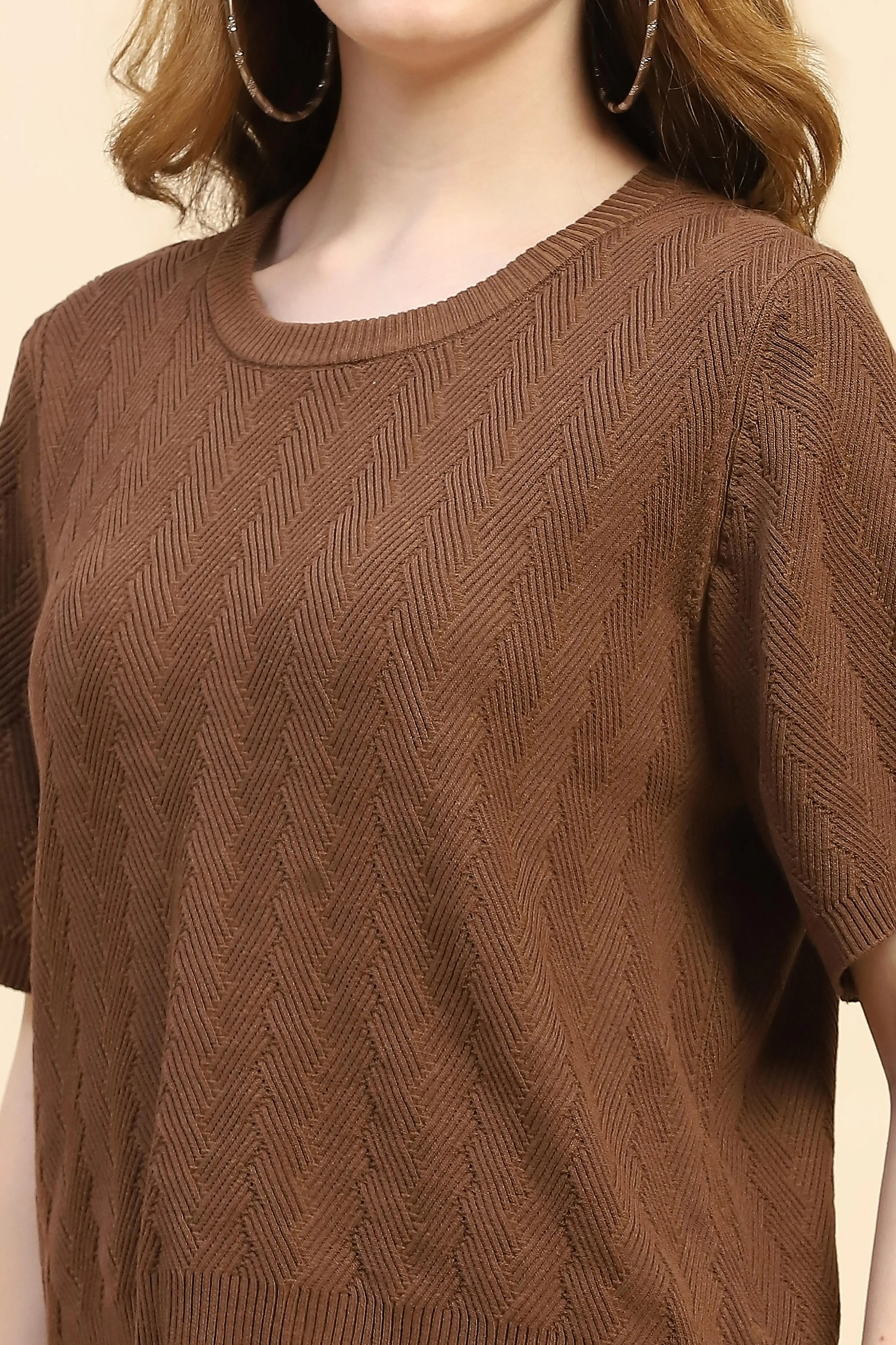 Brown Solid Viscose Blend Co-ord Set - Global Republic