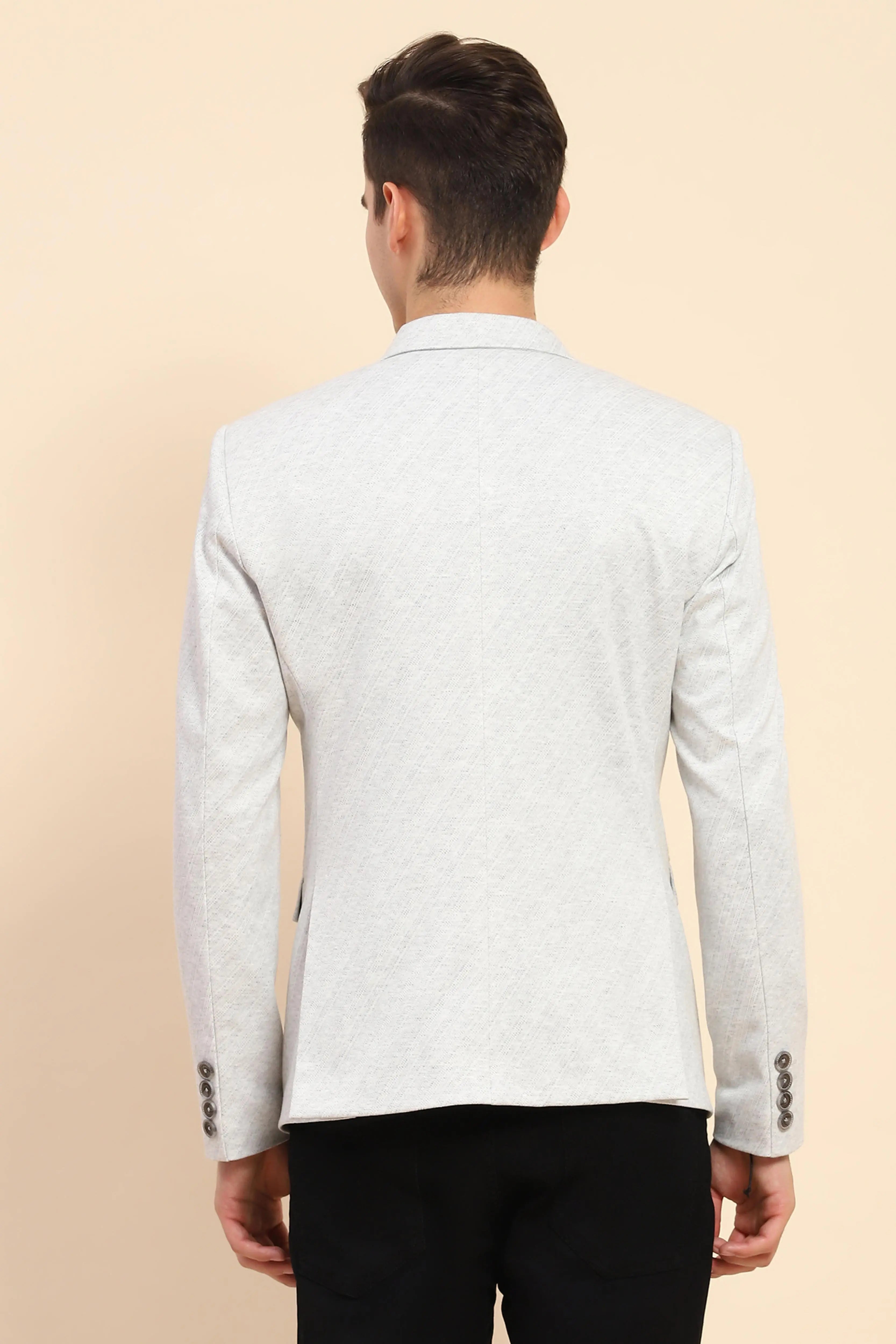 Grey  Diagonal Line Textured Coat - Global Republic