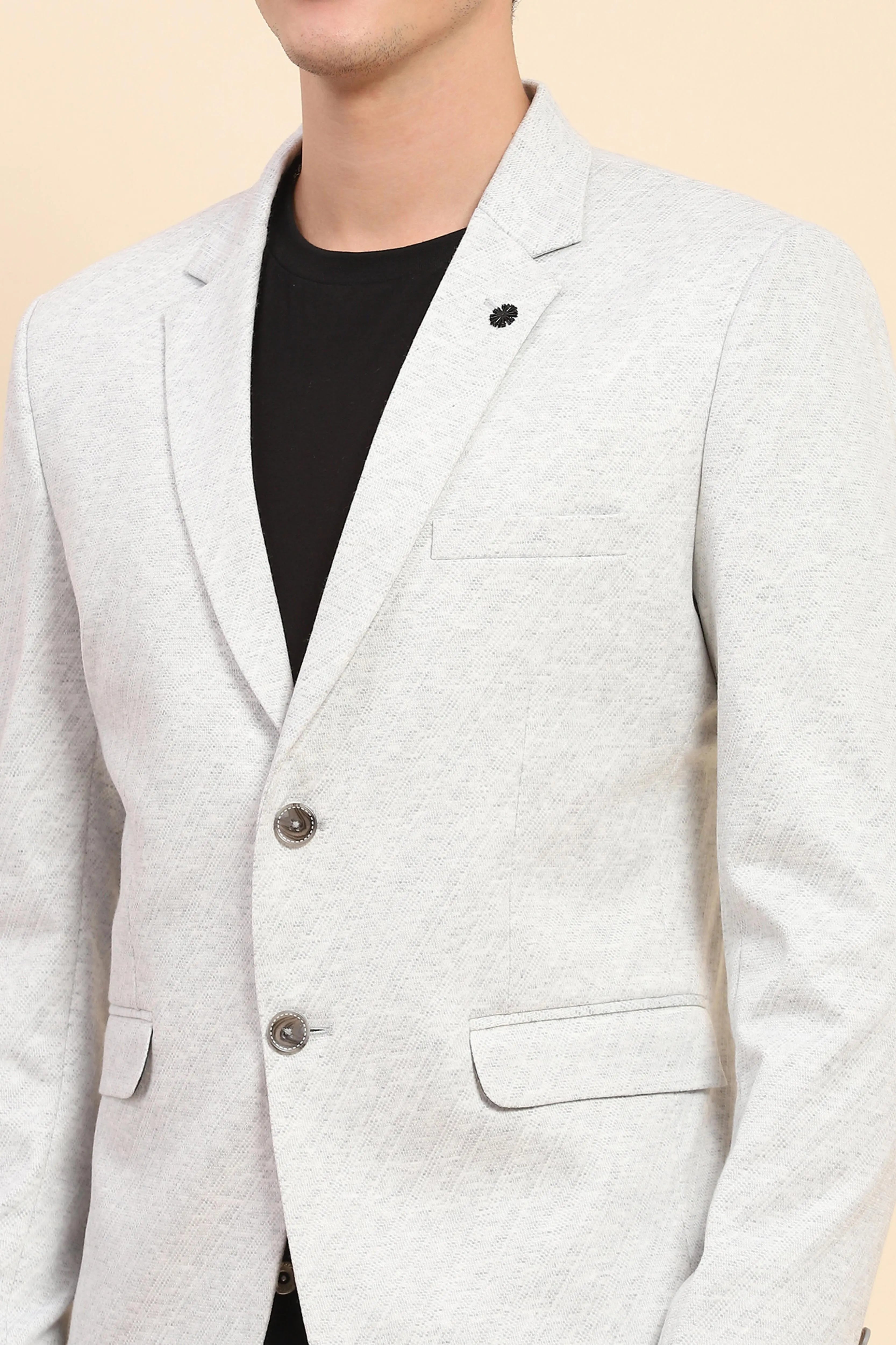 Grey  Diagonal Line Textured Coat - Global Republic