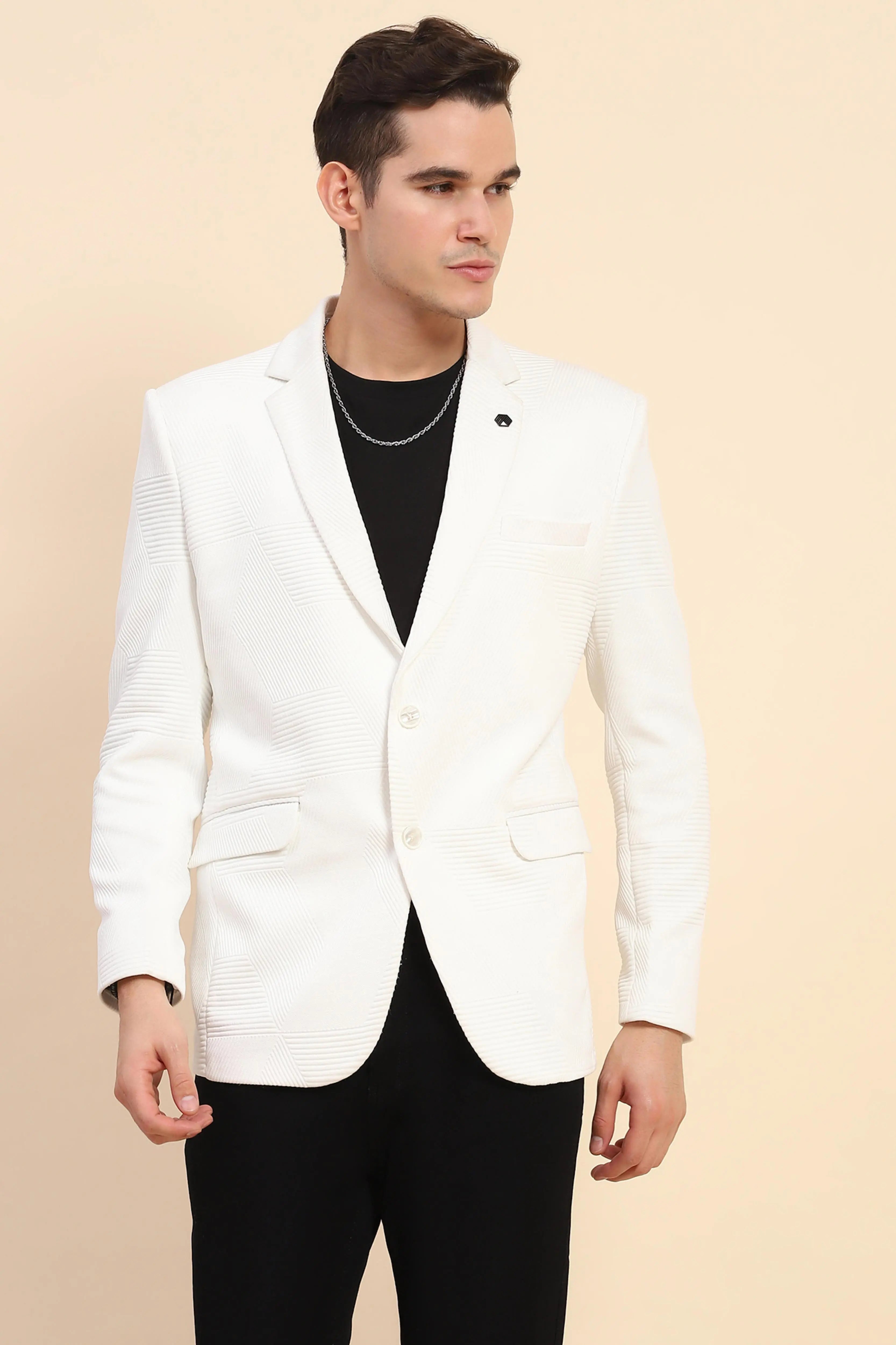 White  Textured Coat - Global Republic
