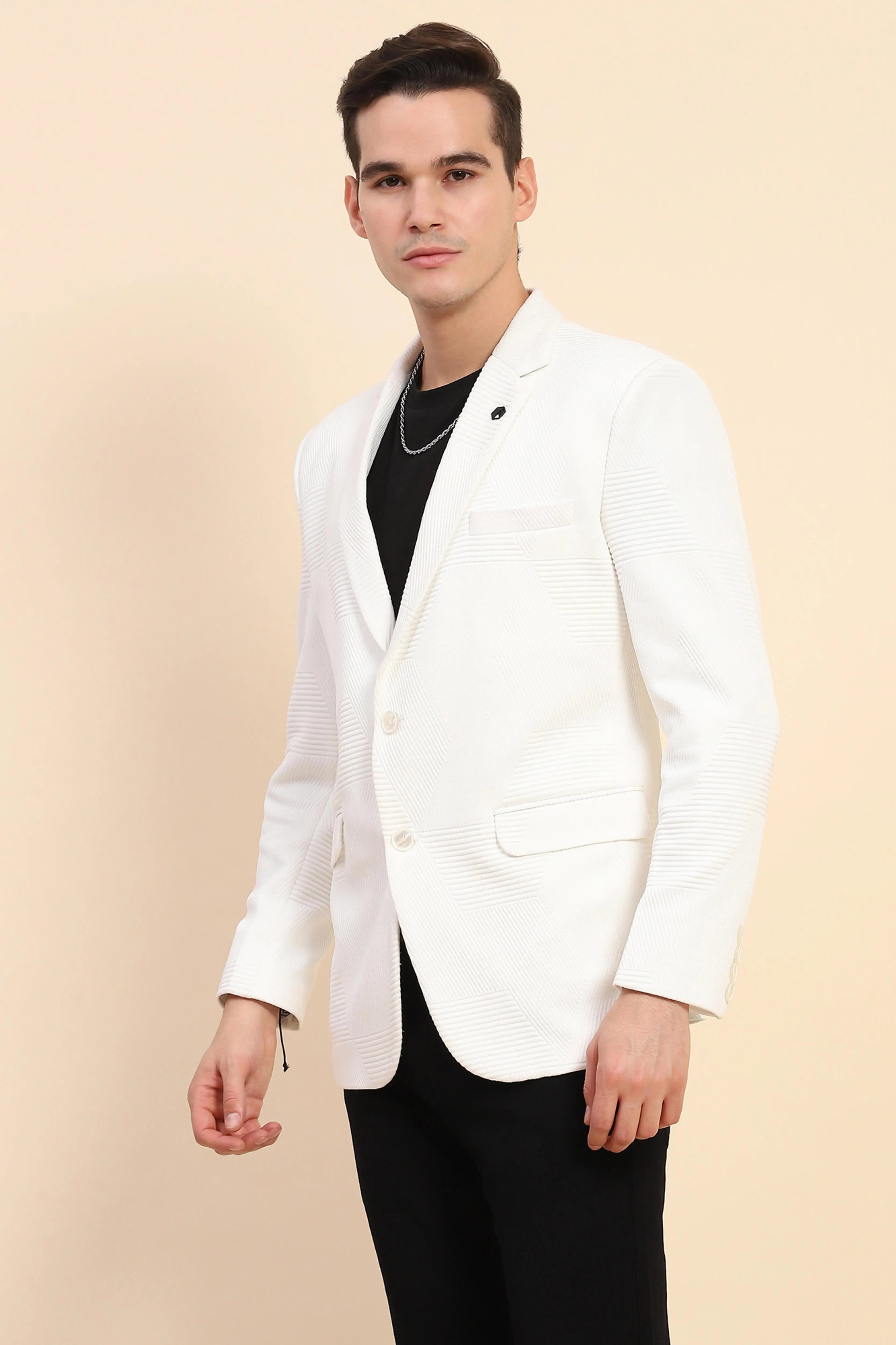 White  Textured Coat - Global Republic