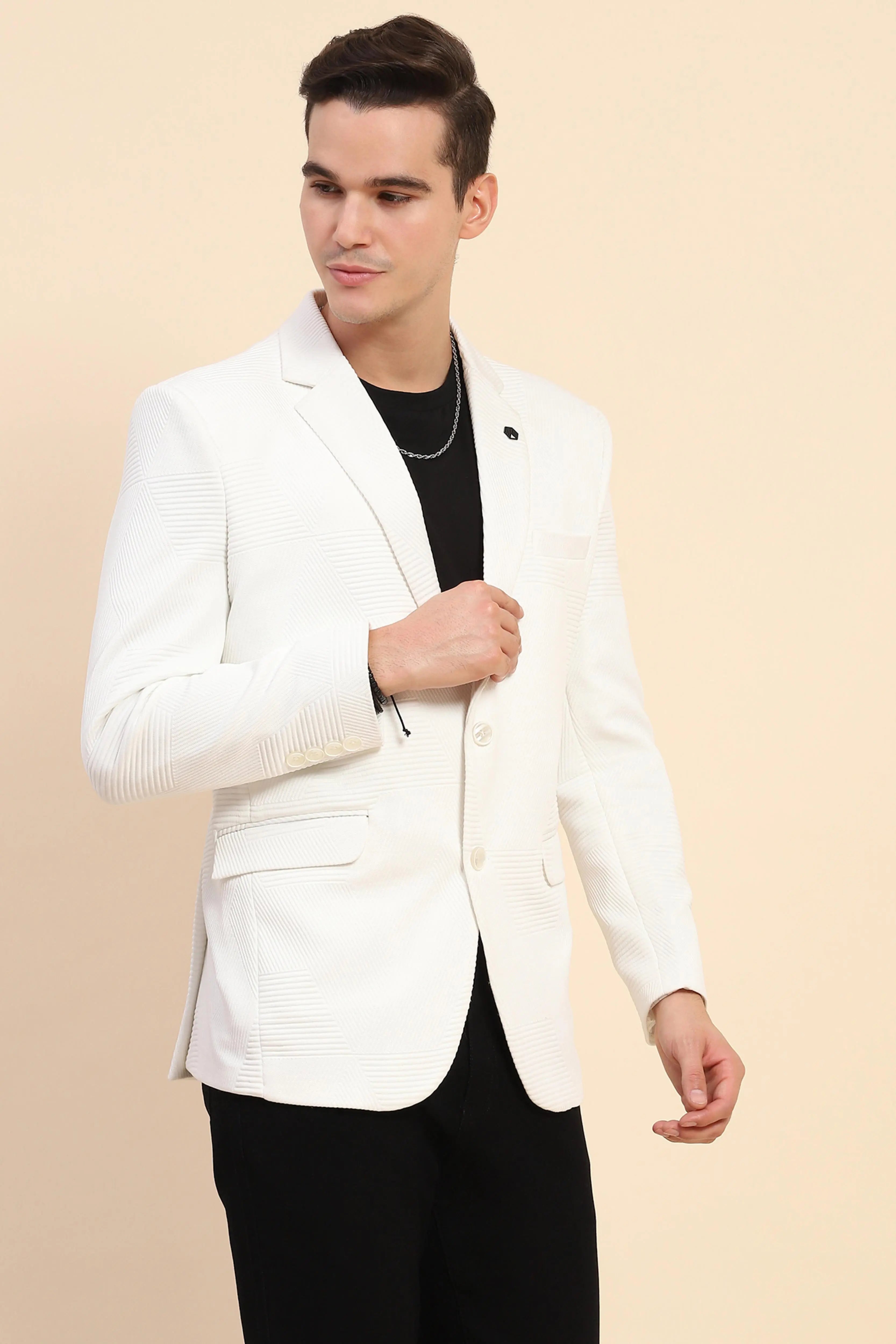White  Textured Coat - Global Republic