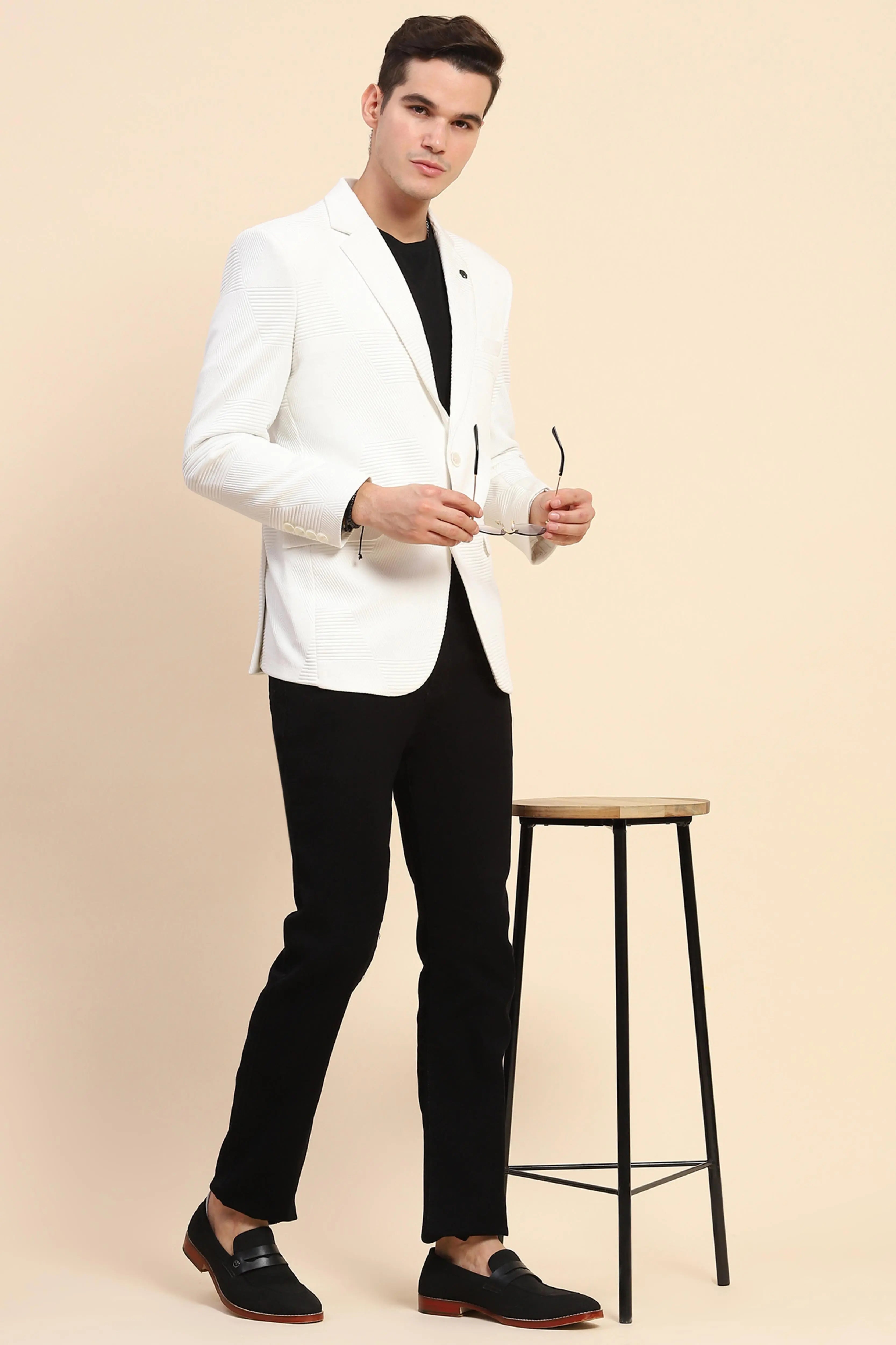 White  Textured Coat - Global Republic