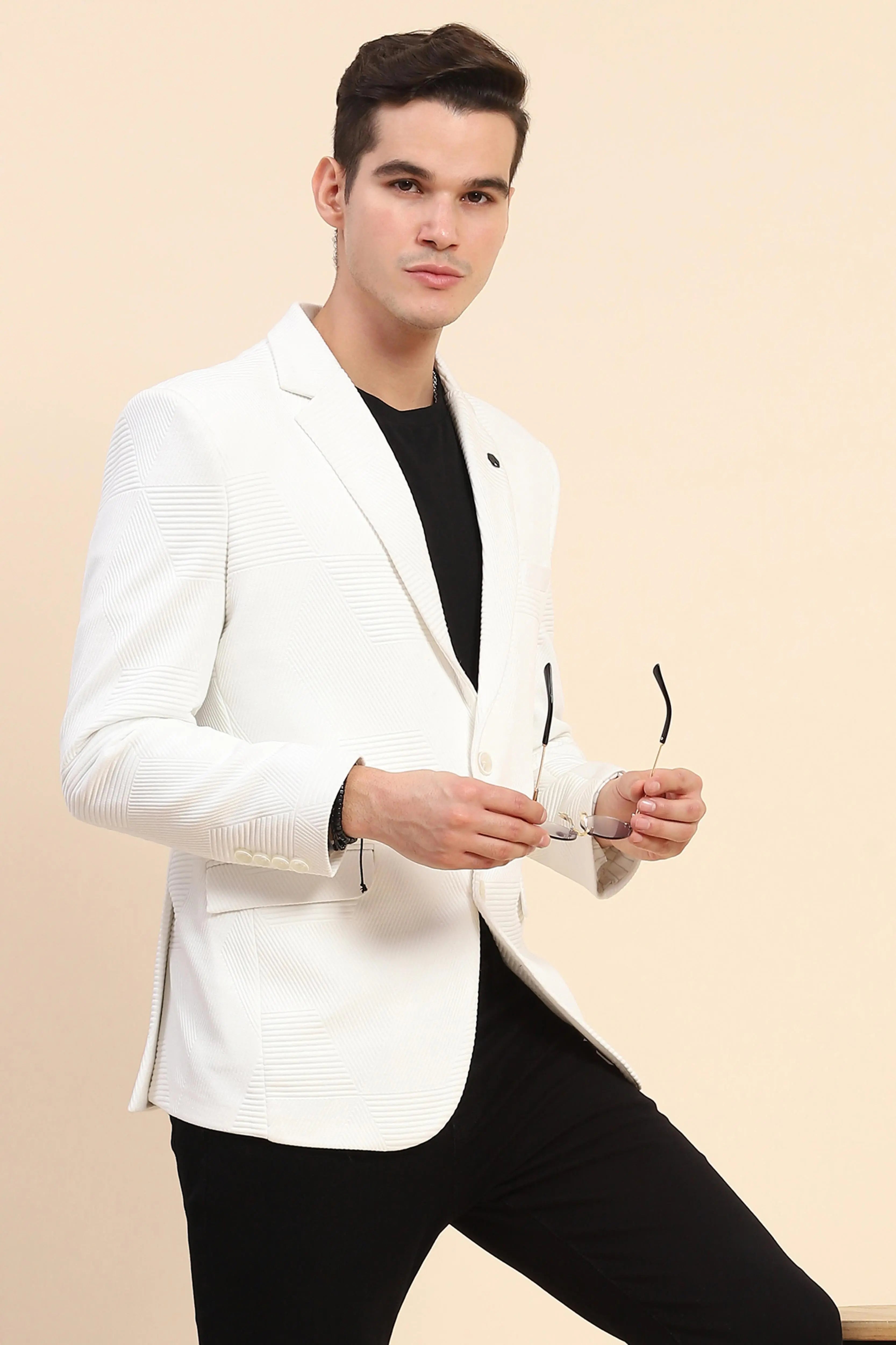 White  Textured Coat - Global Republic