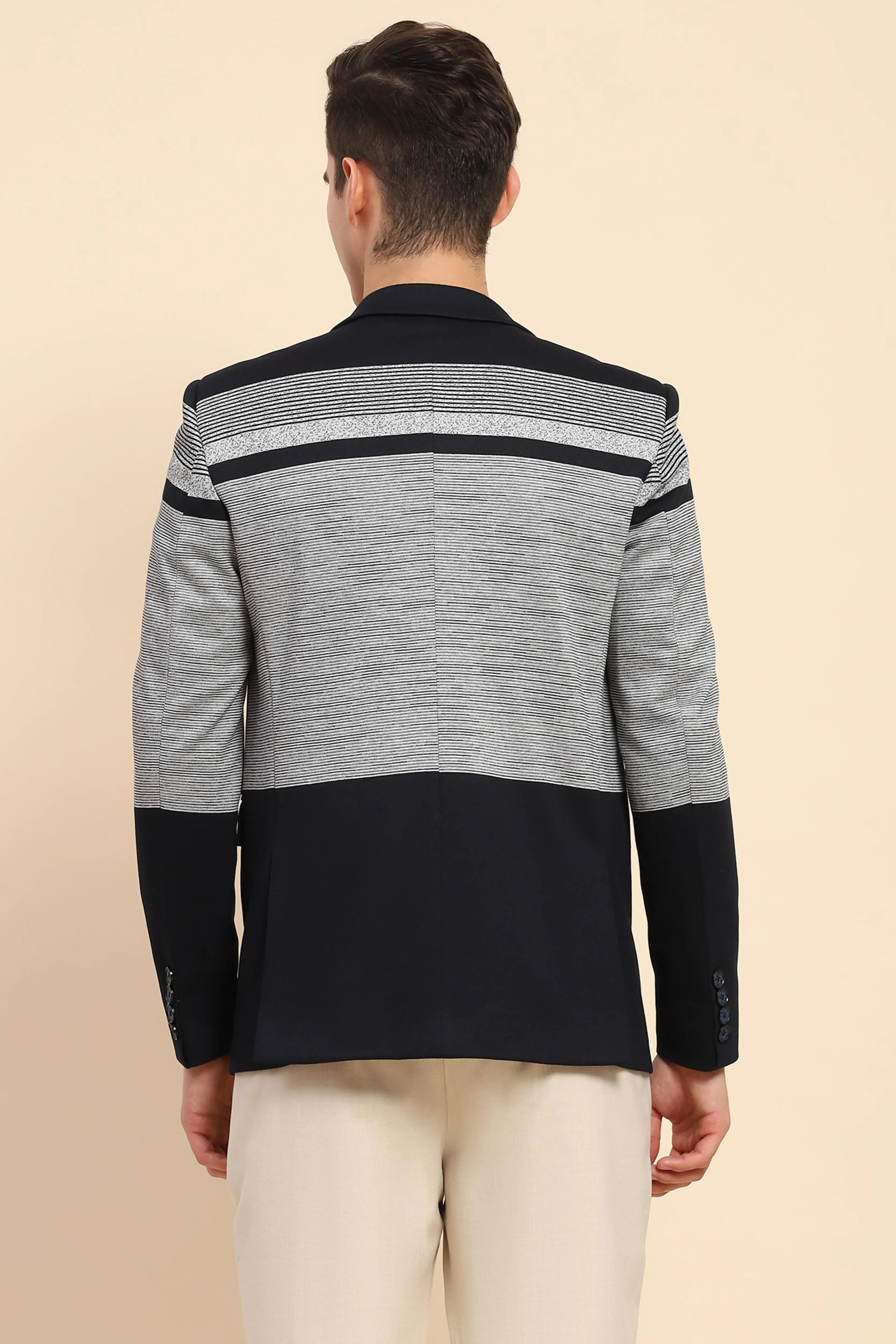 Navy  Striped Coat - Global Republic