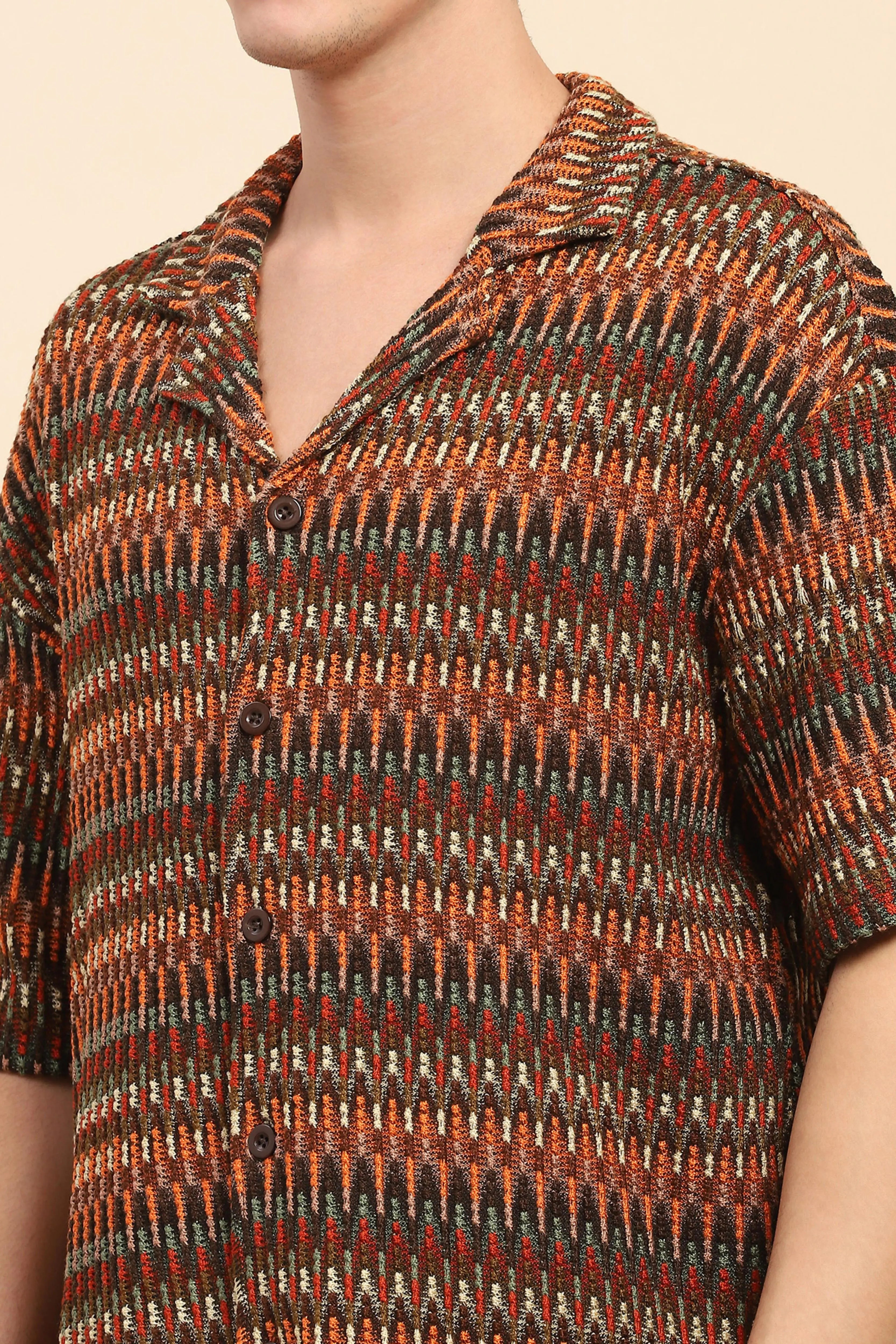 Multi  Textured Oversized Shirt - Global Republic