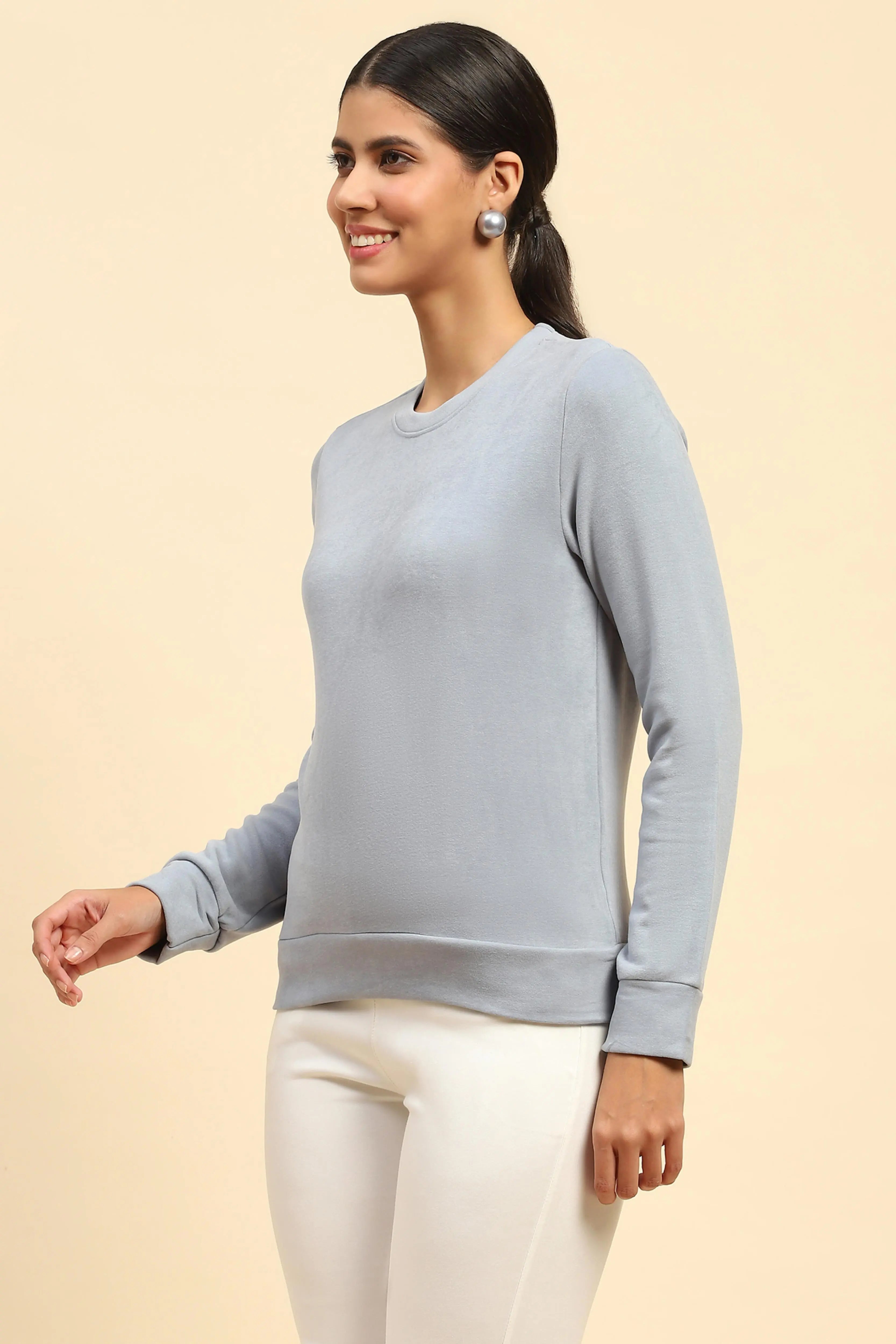 Powder Blue Solid Ultra Soft Sweatshirt - Global Republic