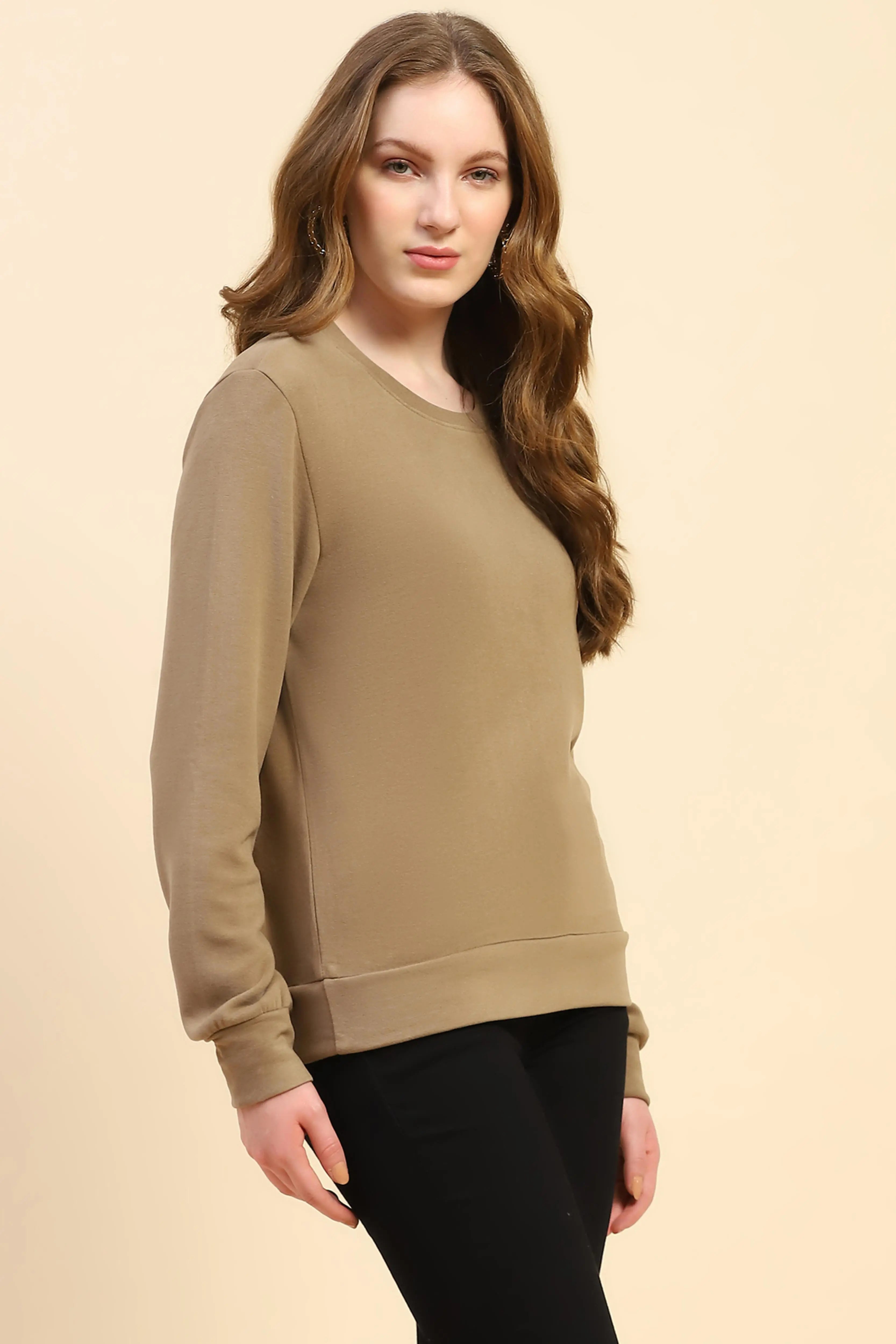 Brown Silk Blend Ultra Soft Sweatshirt - Global Republic