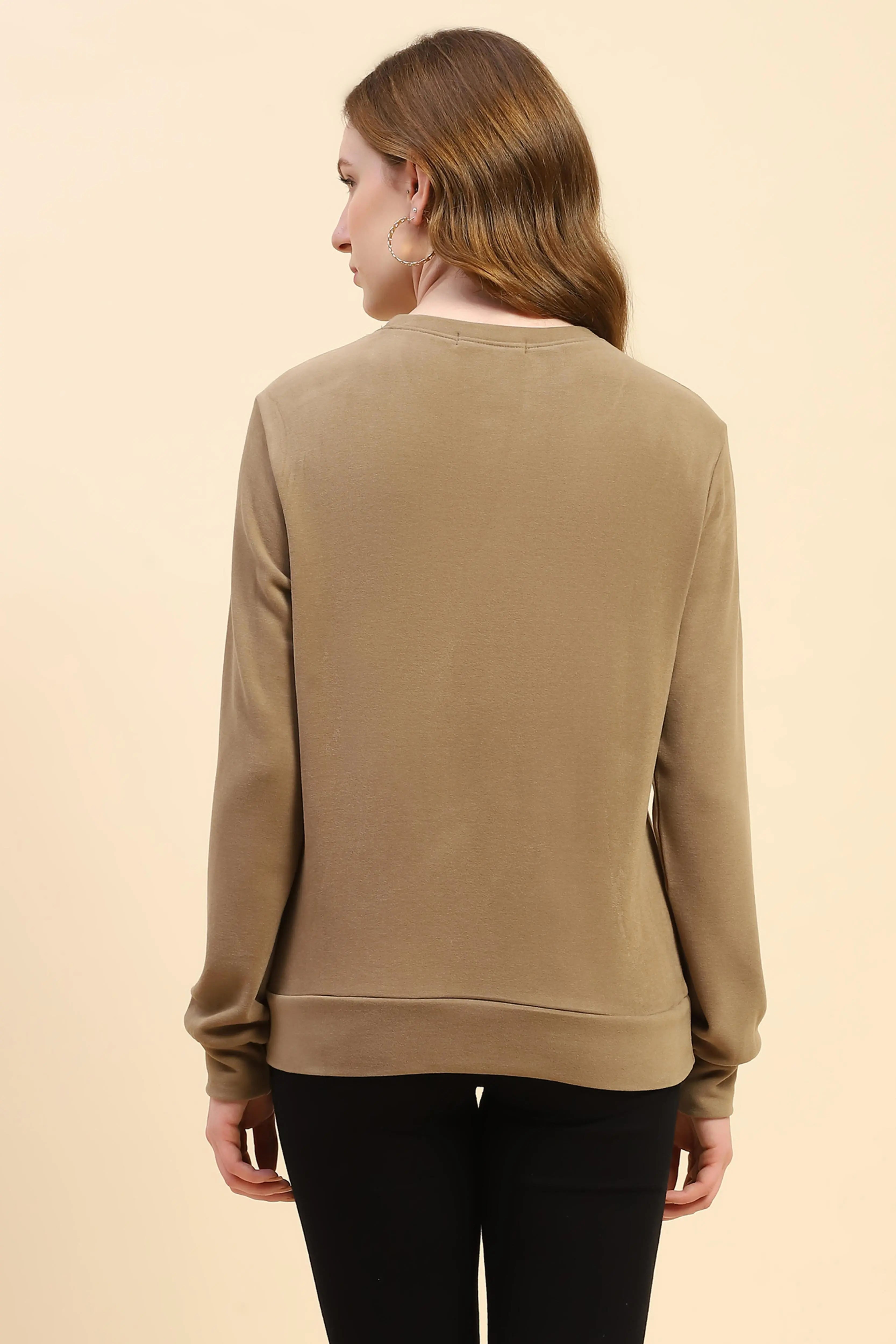 Brown Silk Blend Ultra Soft Sweatshirt - Global Republic