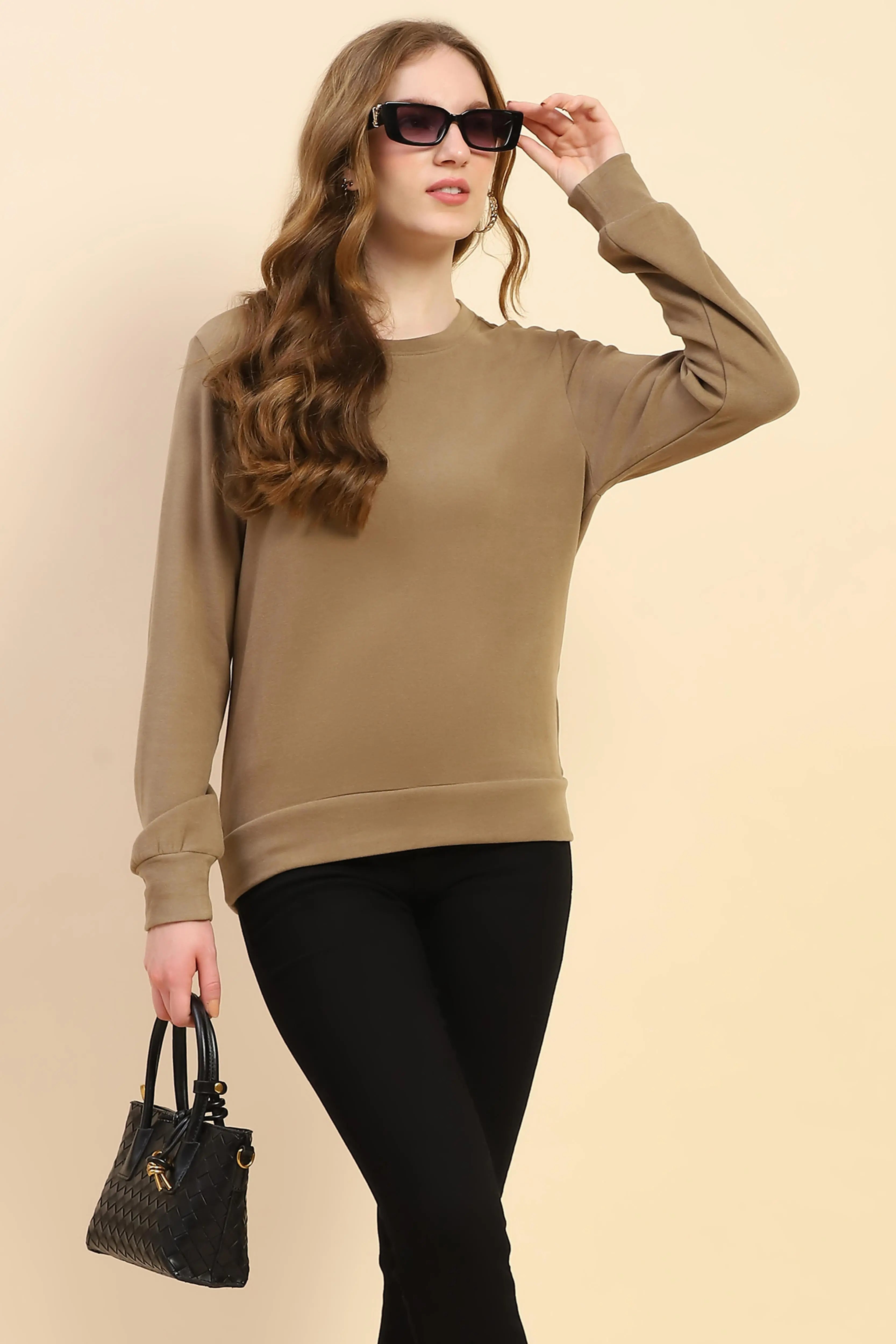 Brown Silk Blend Ultra Soft Sweatshirt - Global Republic