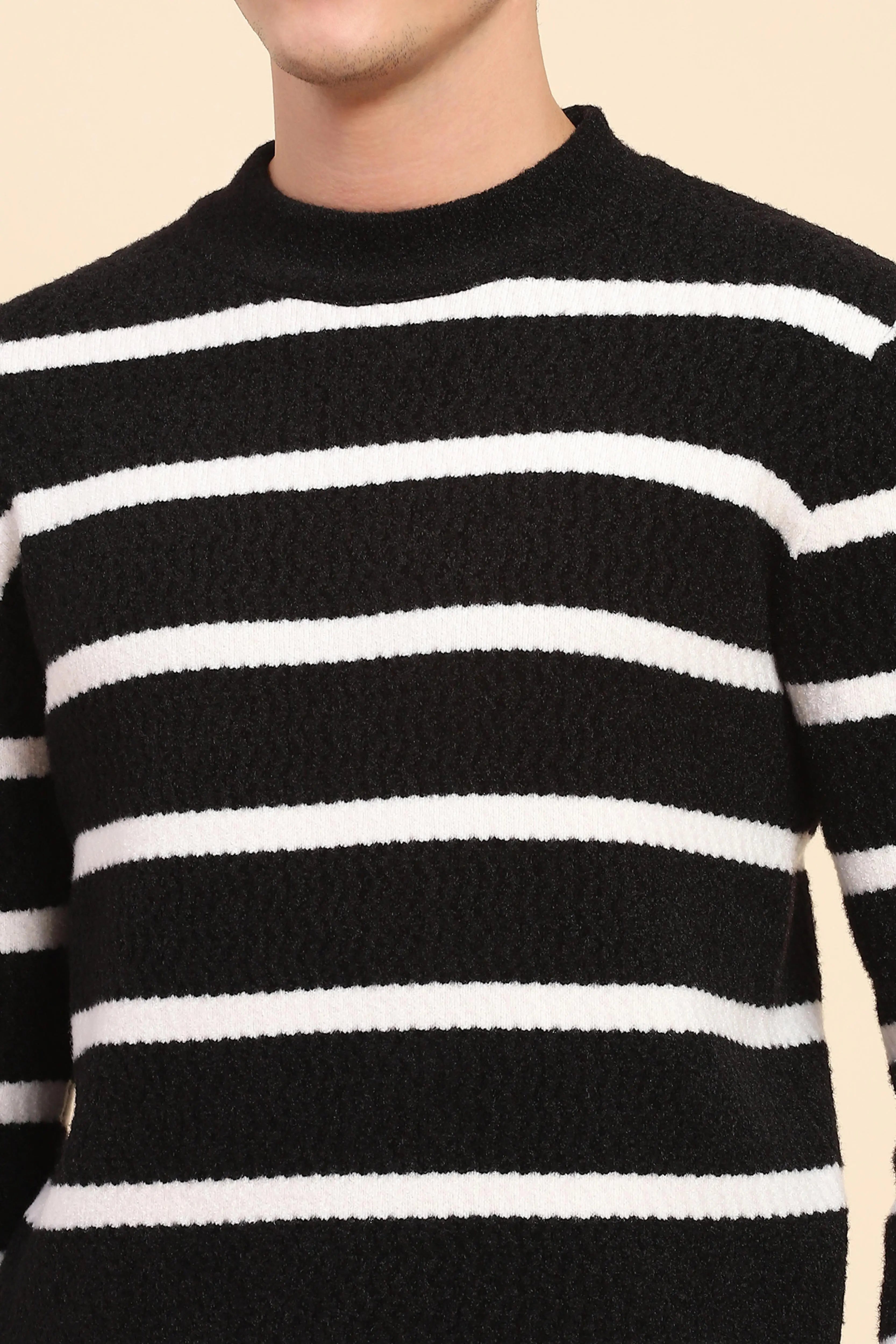 Black  Striped Pullover - Global Republic
