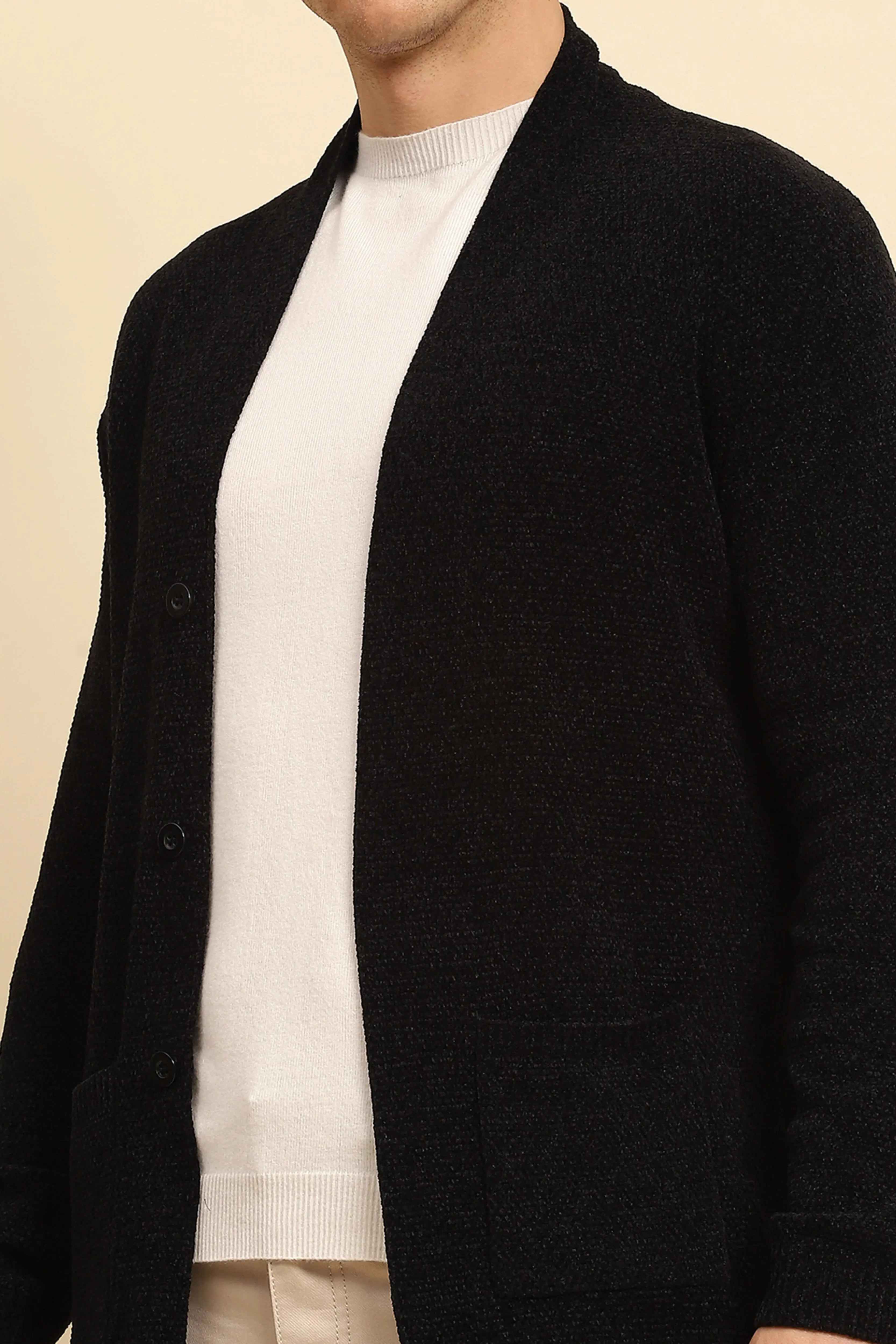 Black  Solid Winter Shrug - Global Republic