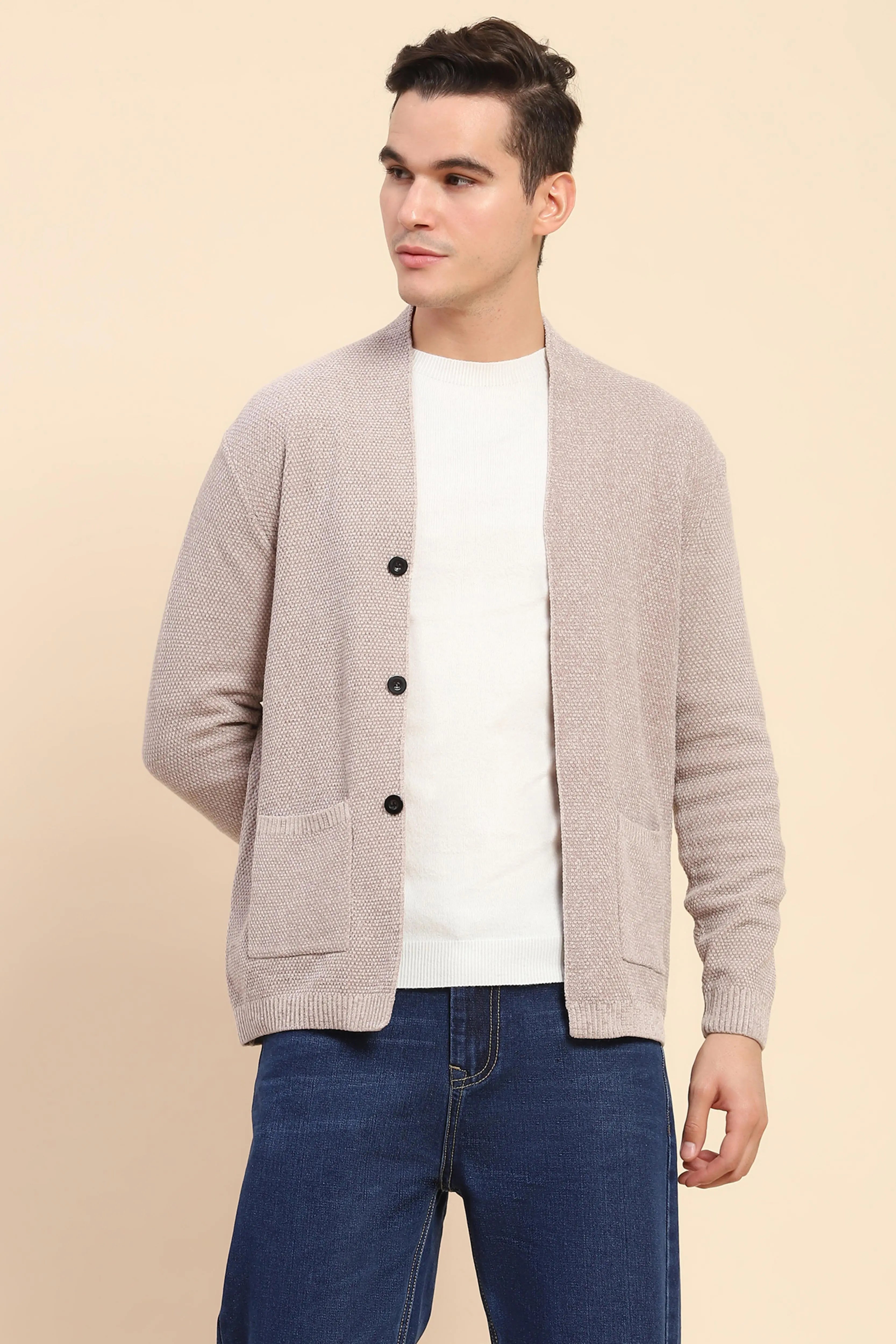 Beige  Knitted Winter Shrug - Global Republic