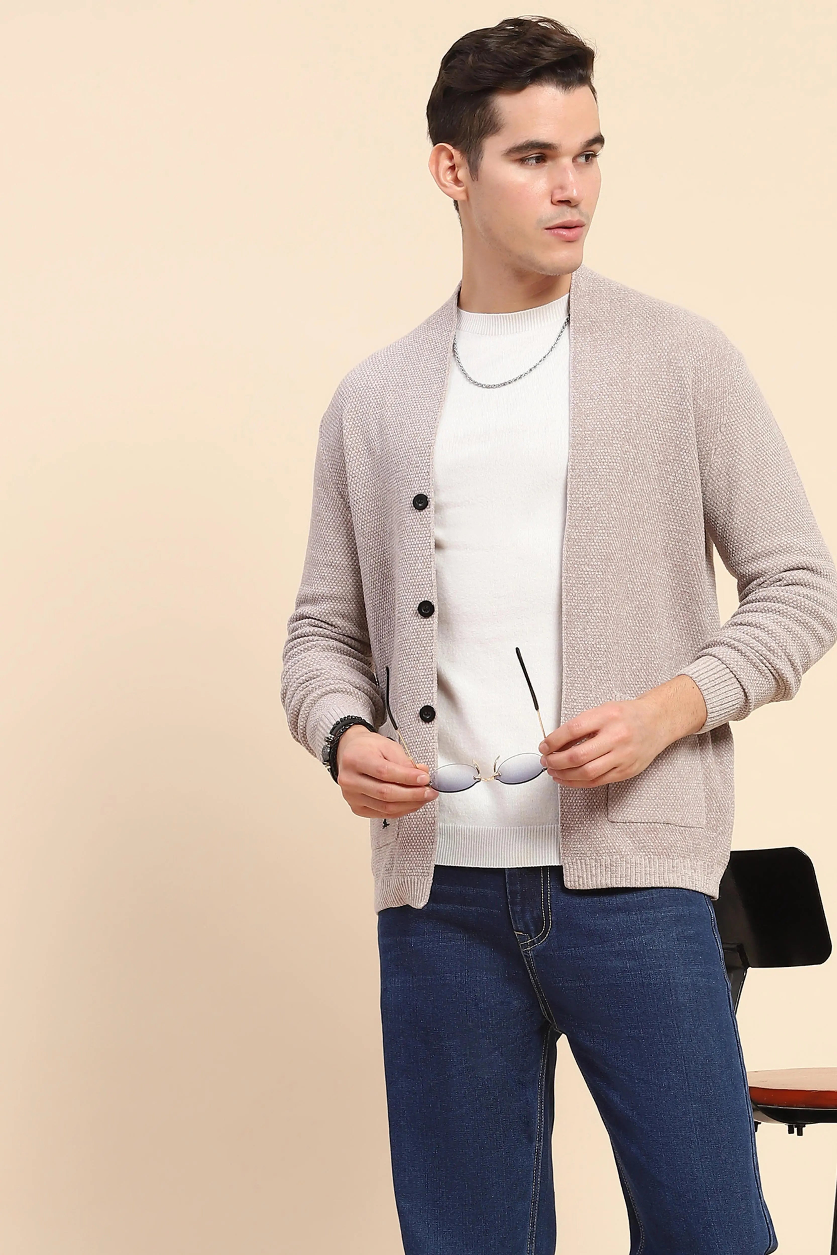 Beige  Knitted Winter Shrug - Global Republic