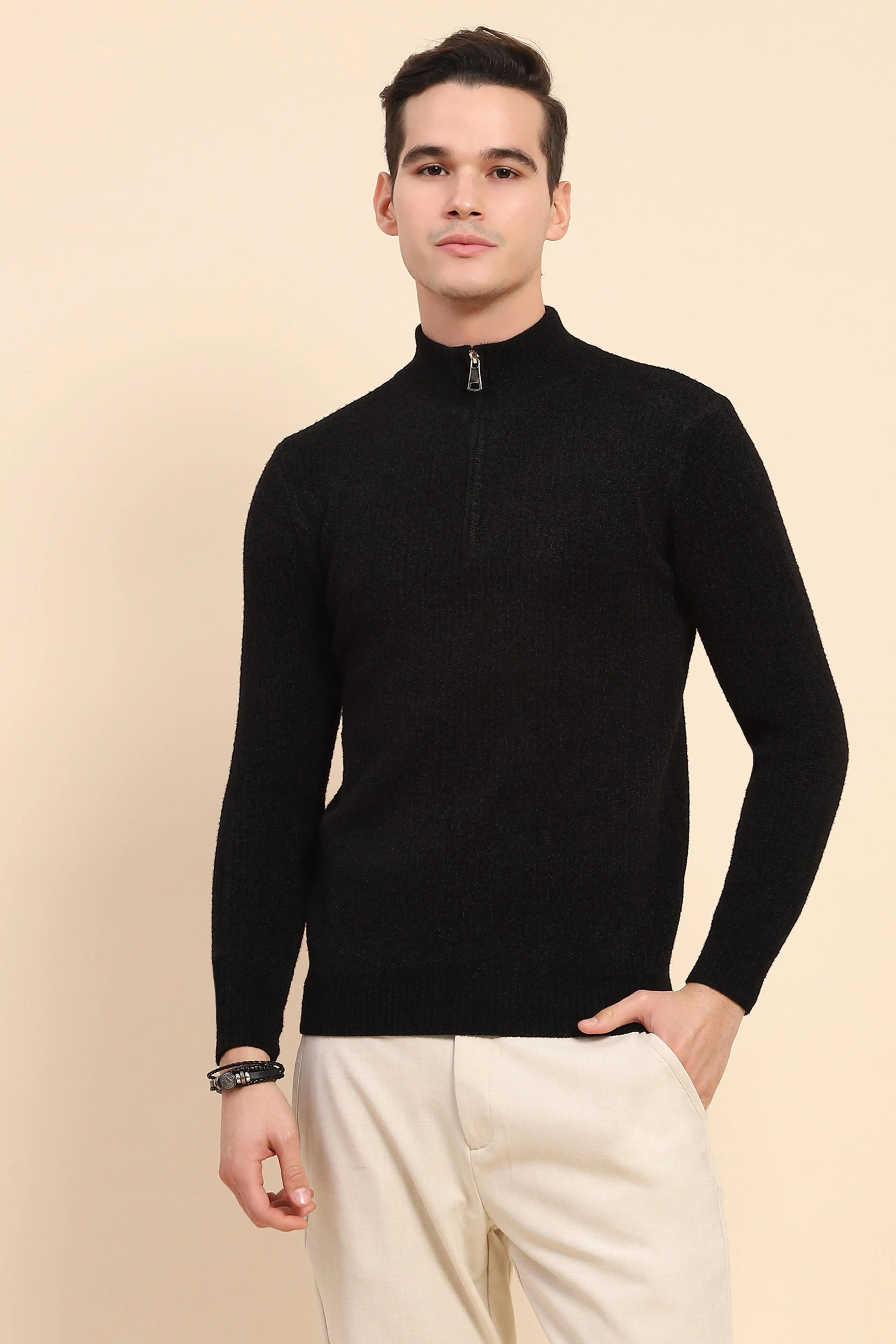 Black  Knit Pullover - Global Republic