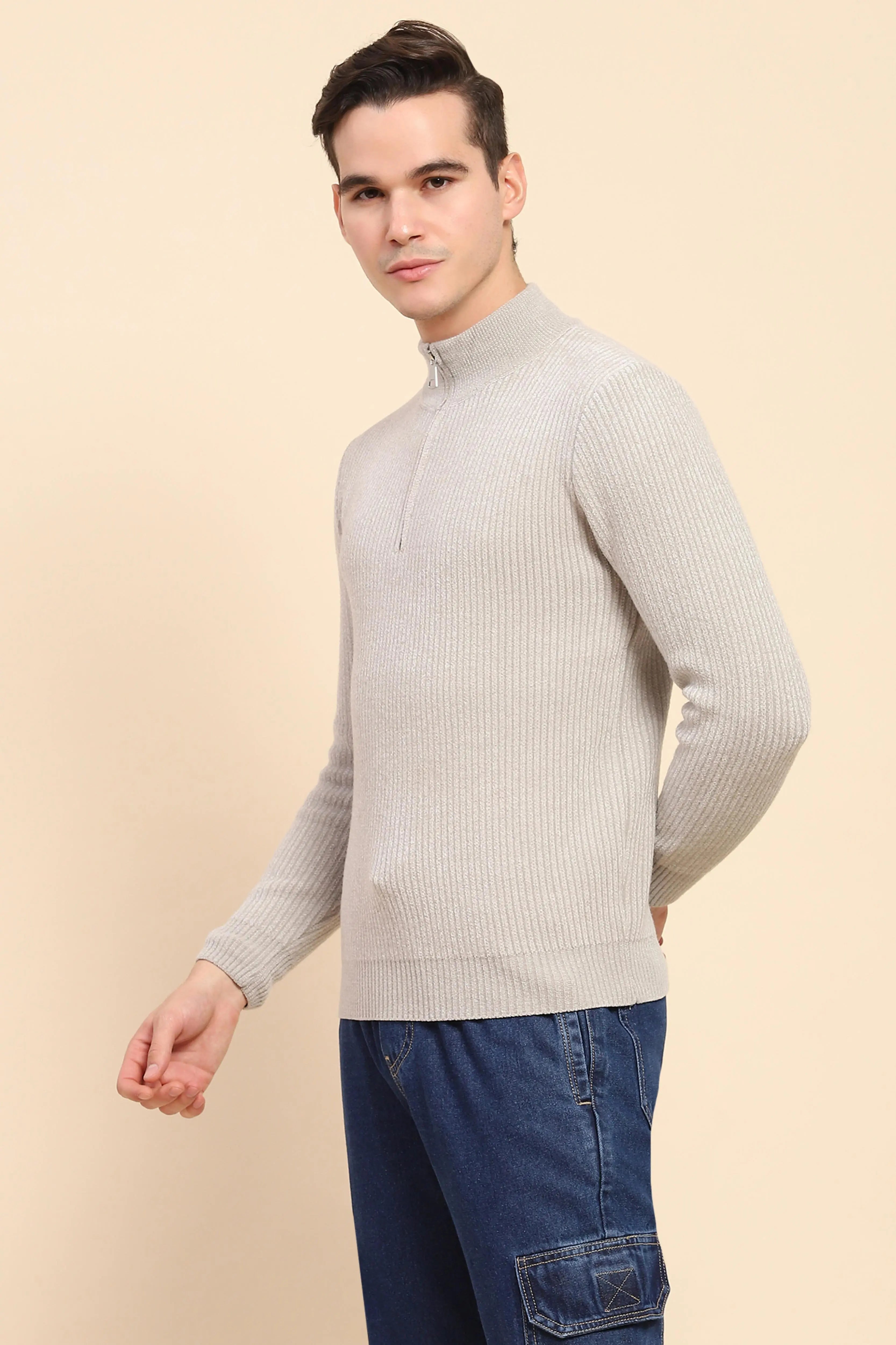 Ecru  Knit Winter Wear Pullover - Global Republic