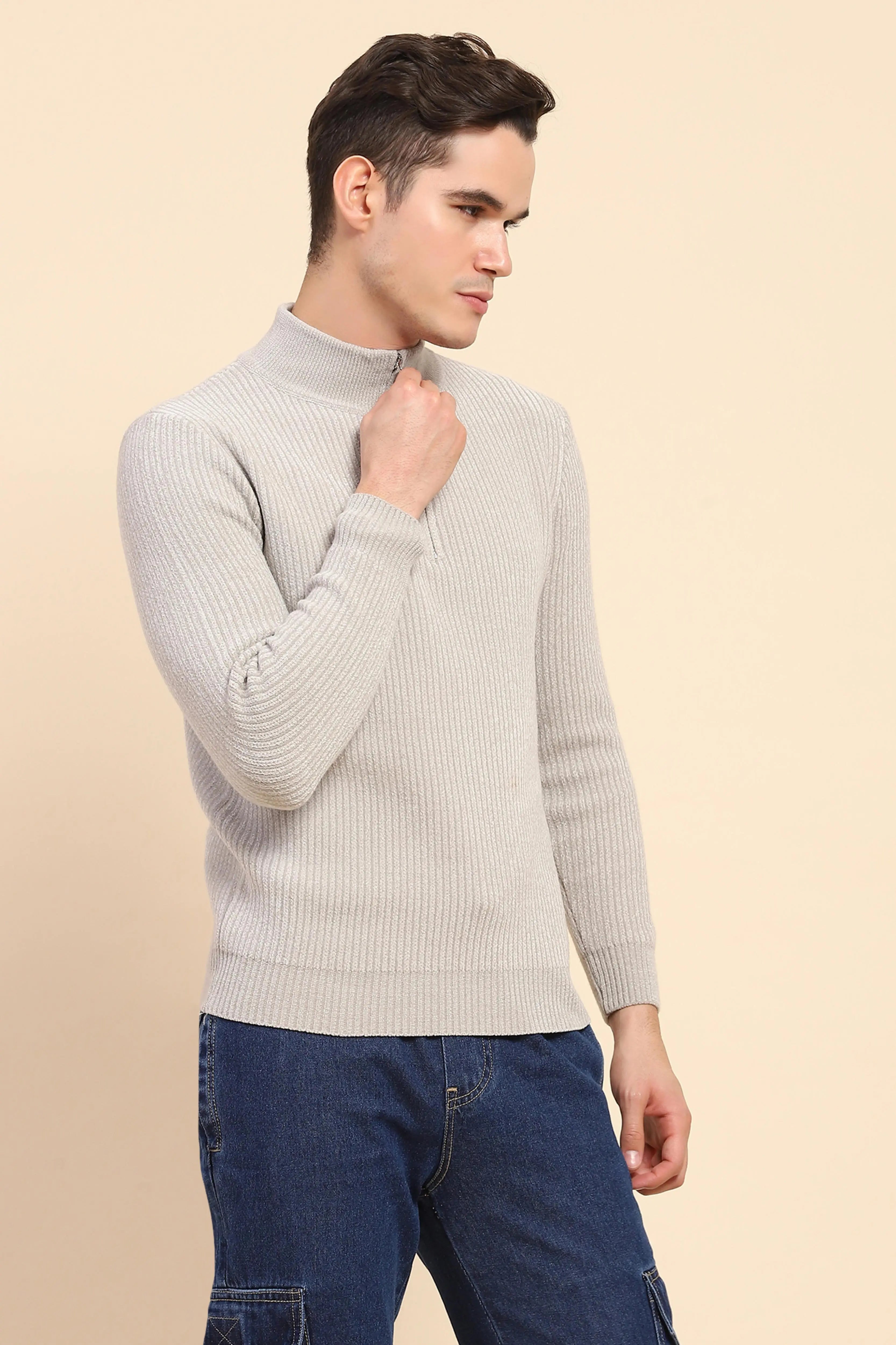 Ecru  Knit Winter Wear Pullover - Global Republic