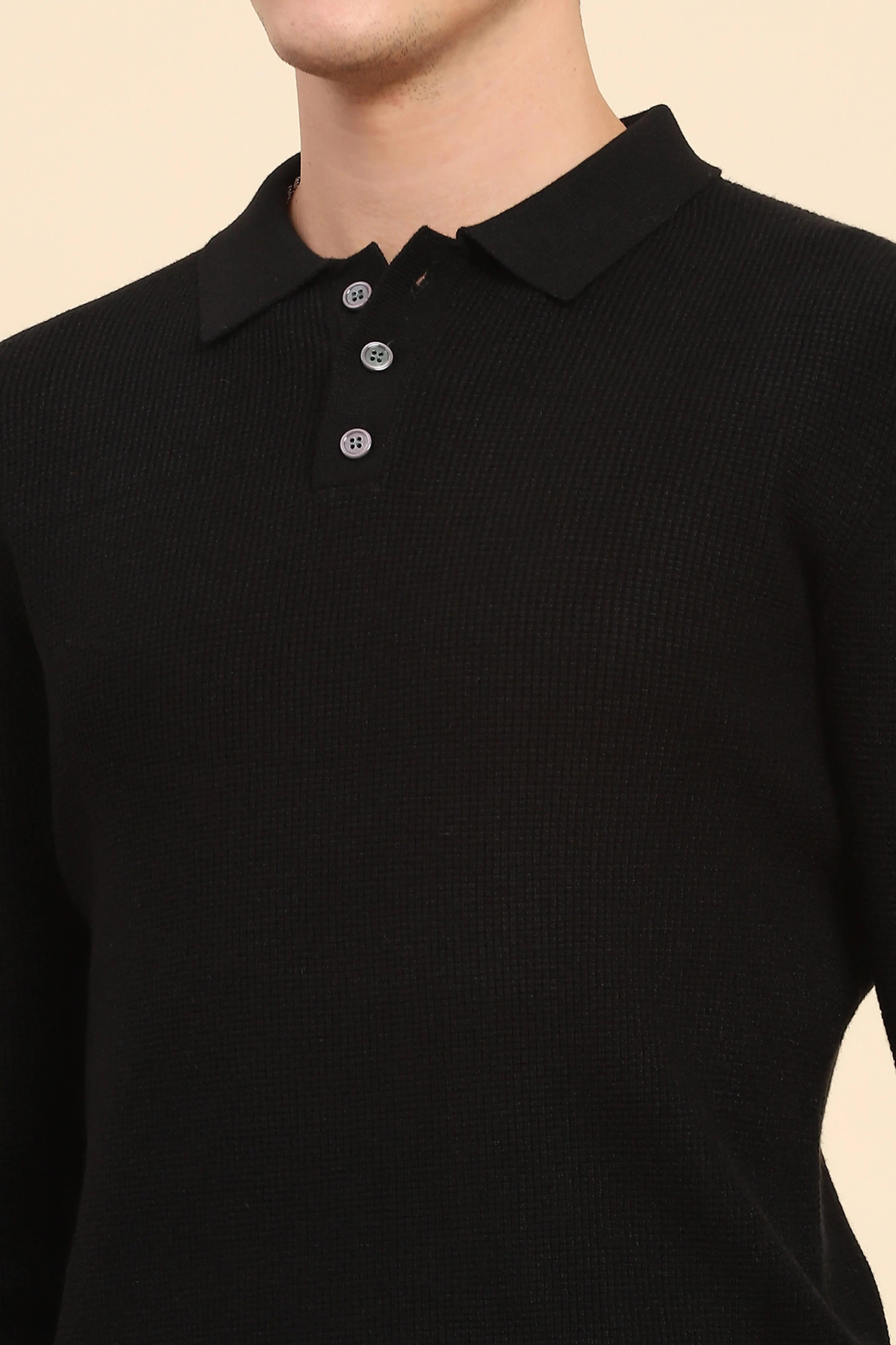 Black  Knit Winter Wear Pullover - Global Republic