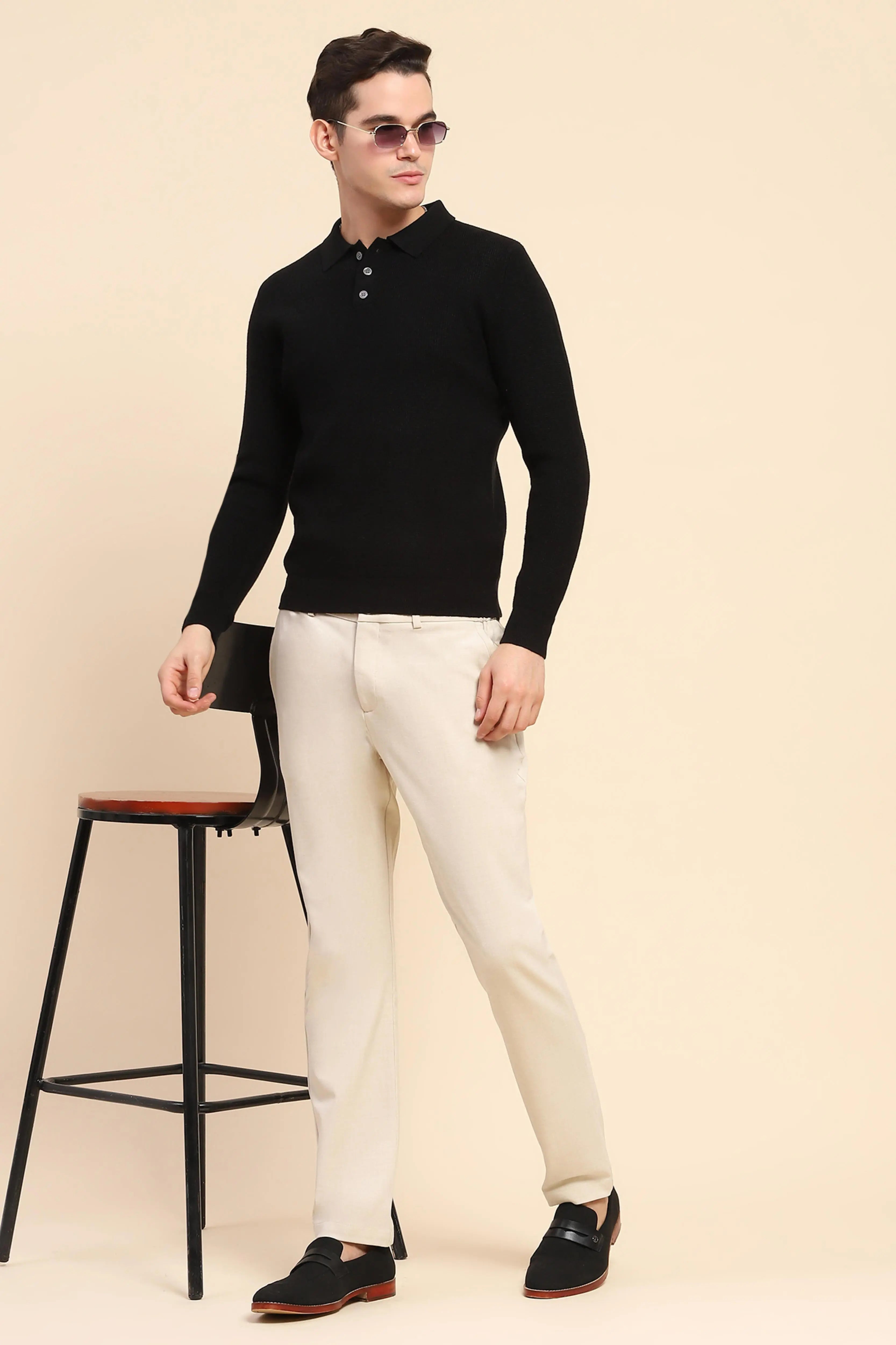 Black  Knit Winter Wear Pullover - Global Republic