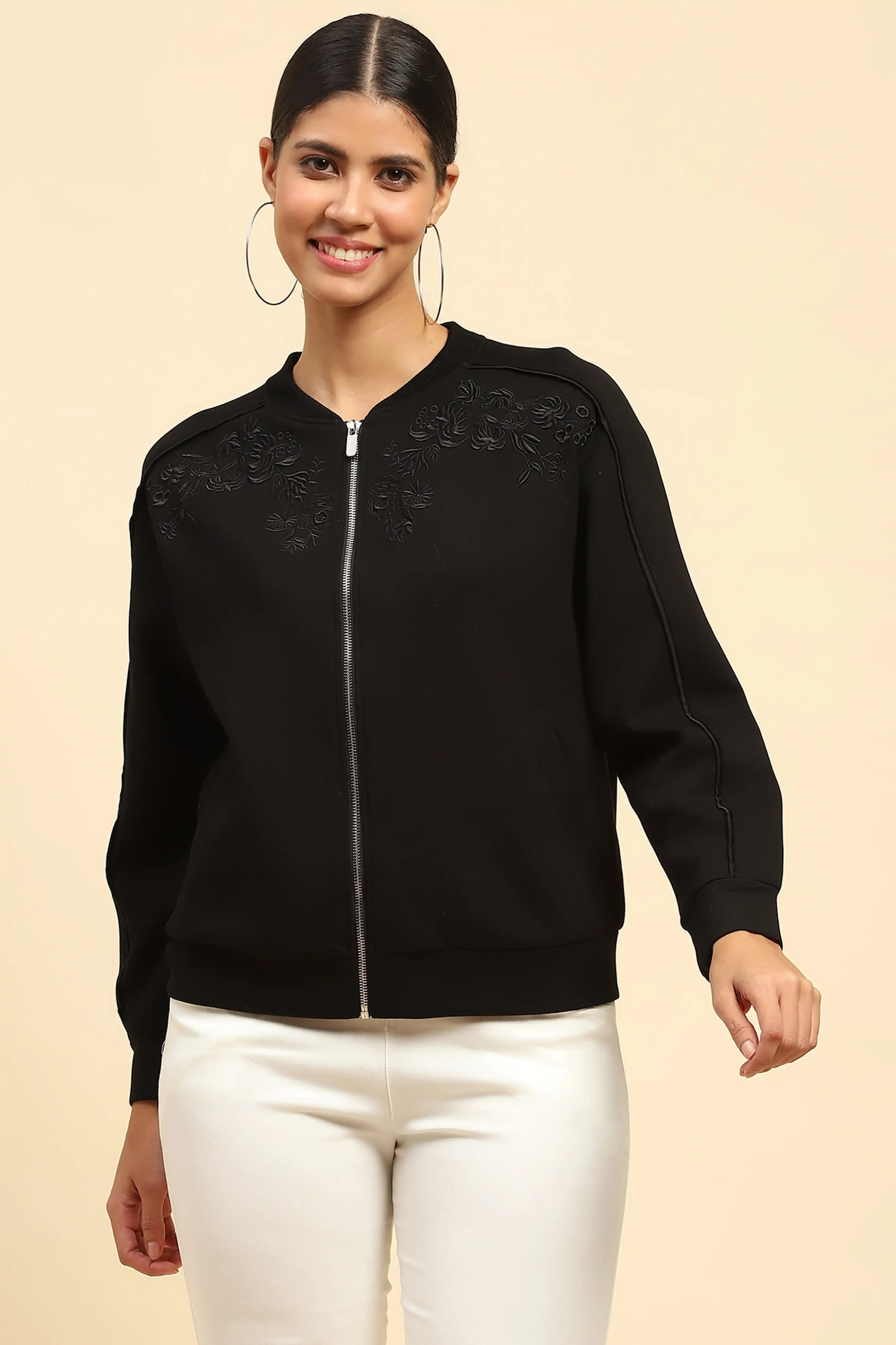 Black Embroidered Sweatshirt
