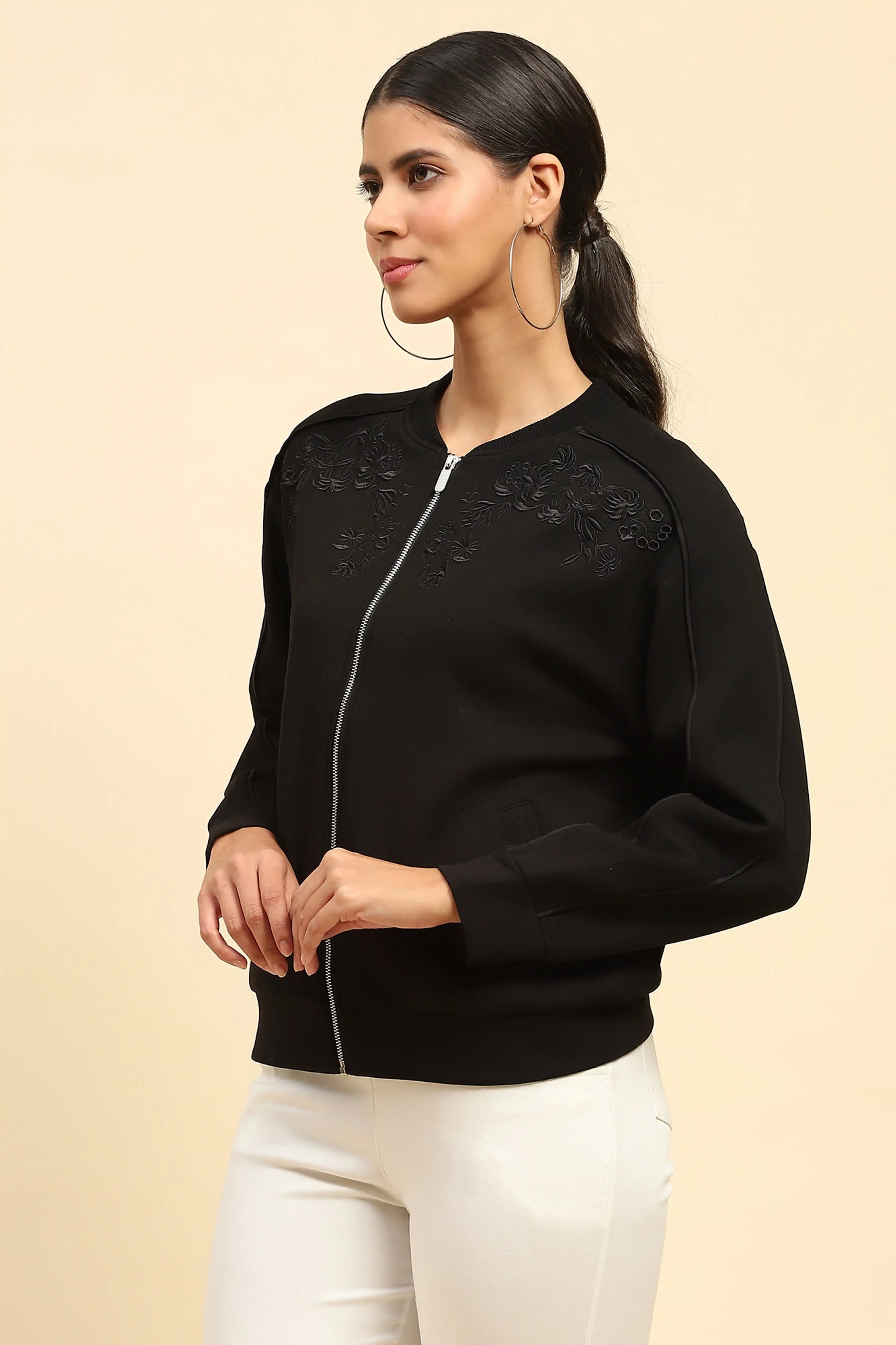 Black Embroidered Sweatshirt