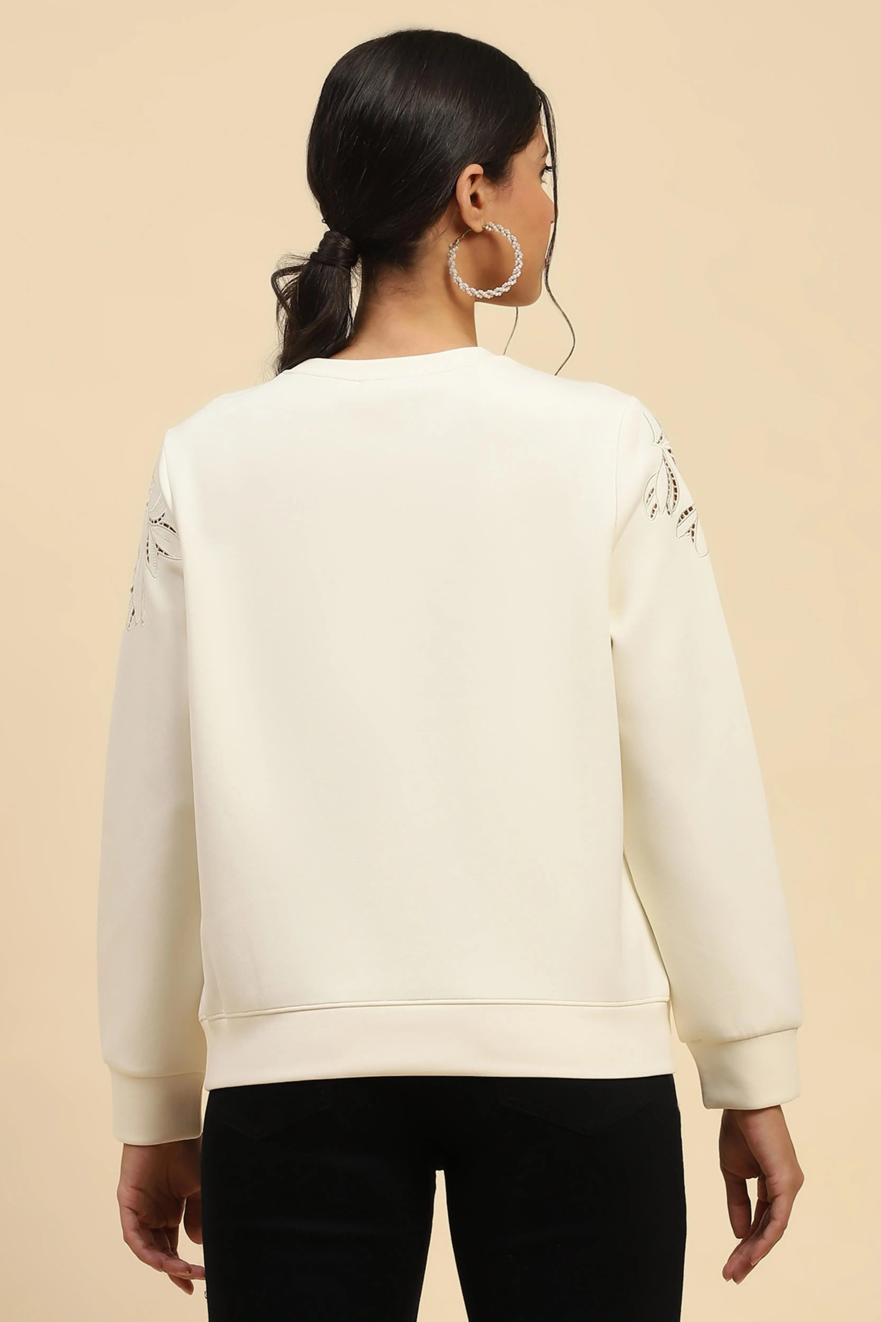 White Cut Work  Sweatshirt - Global Republic