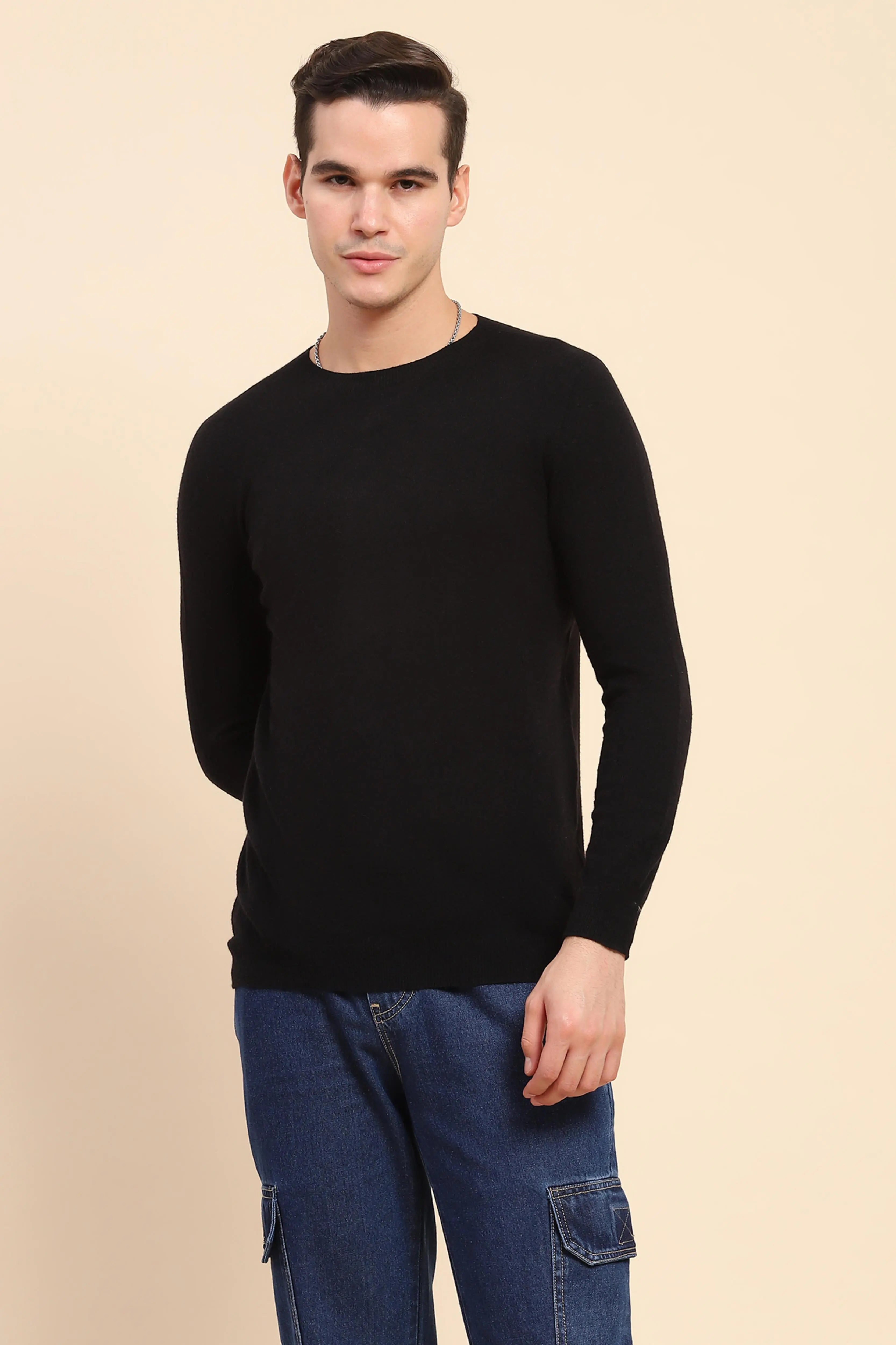 Black Wool Blend Pullover - Global Republic