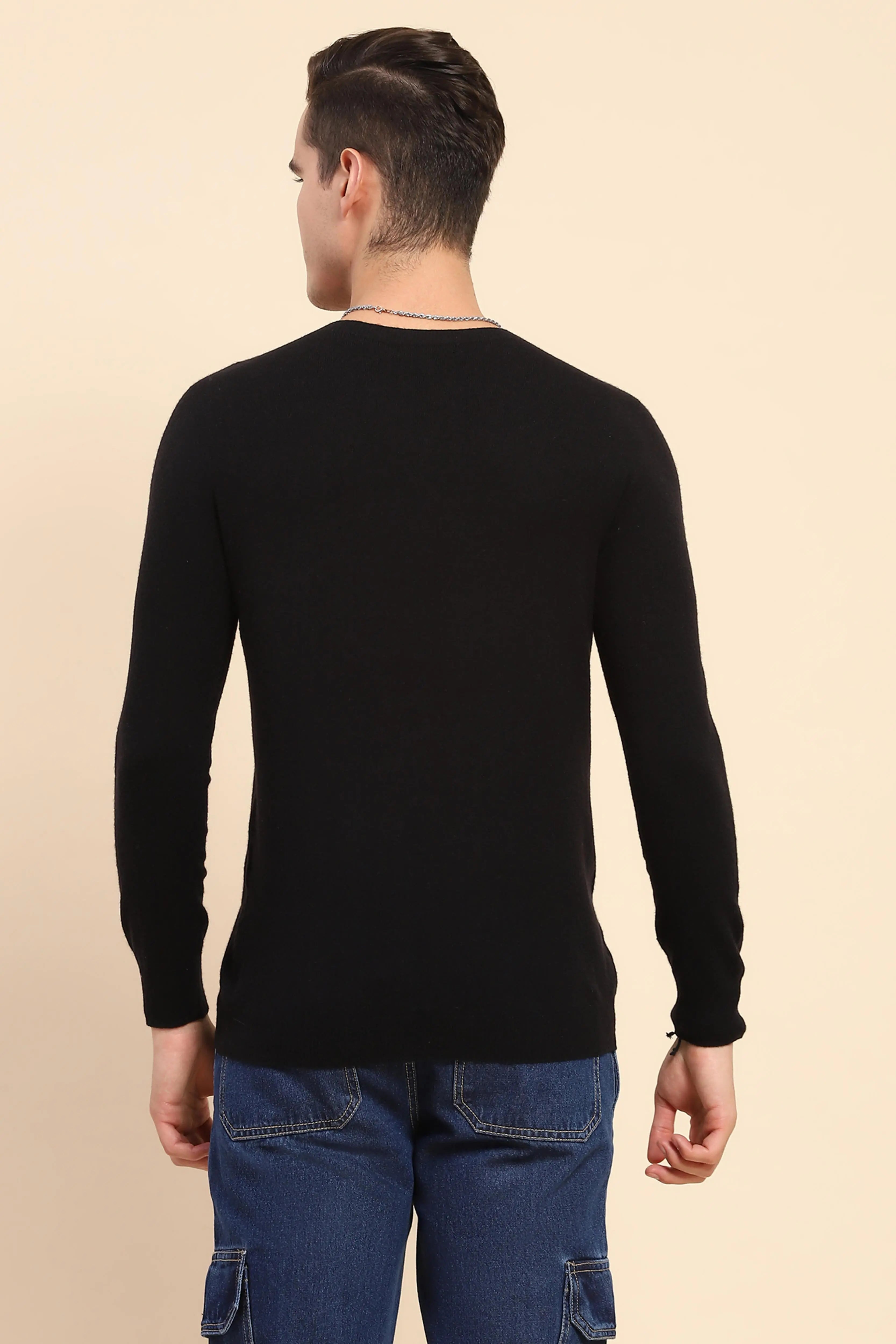Black Wool Blend Pullover - Global Republic