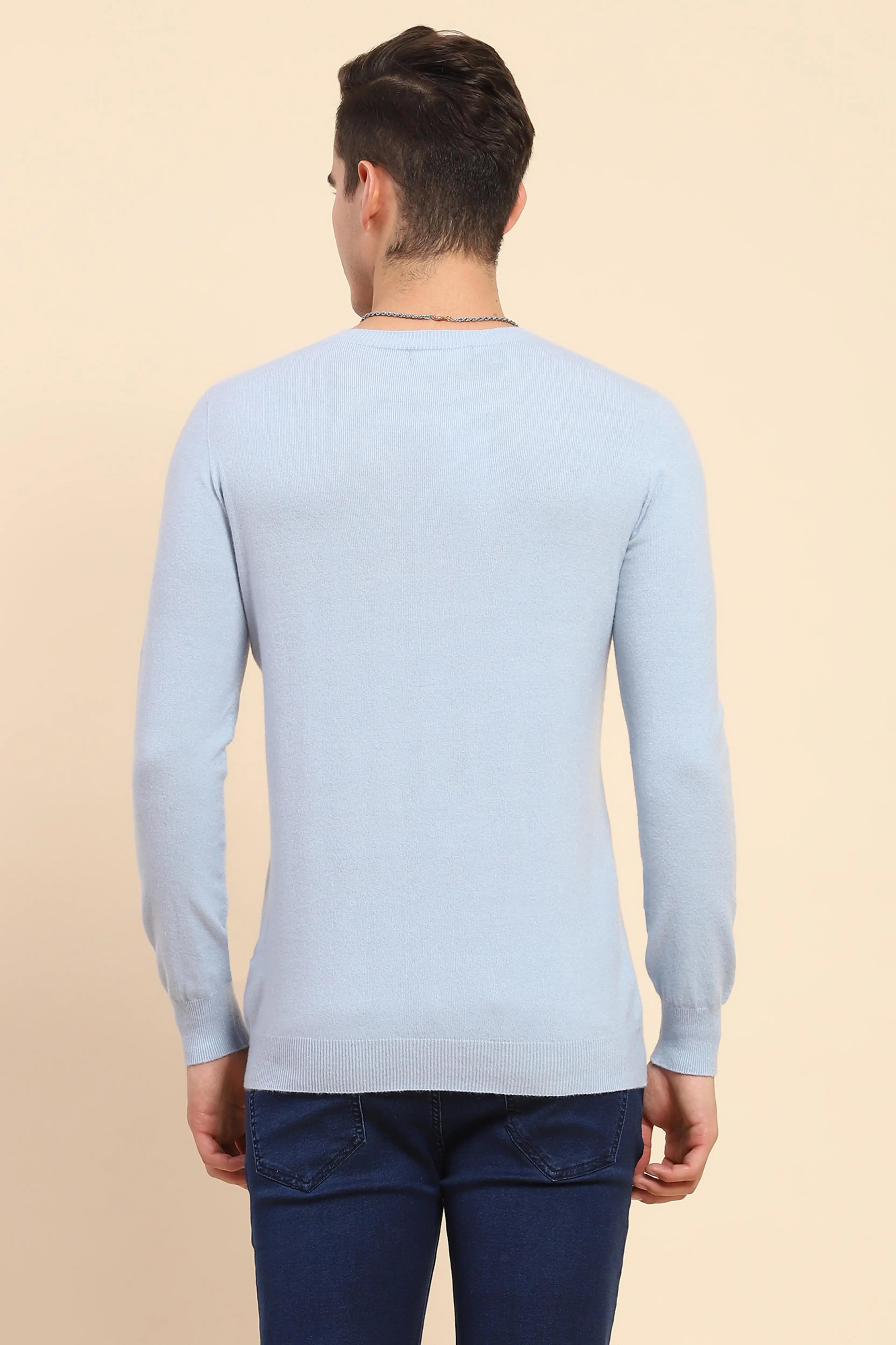 Sky Blue Wool Blend Pullover - Global Republic