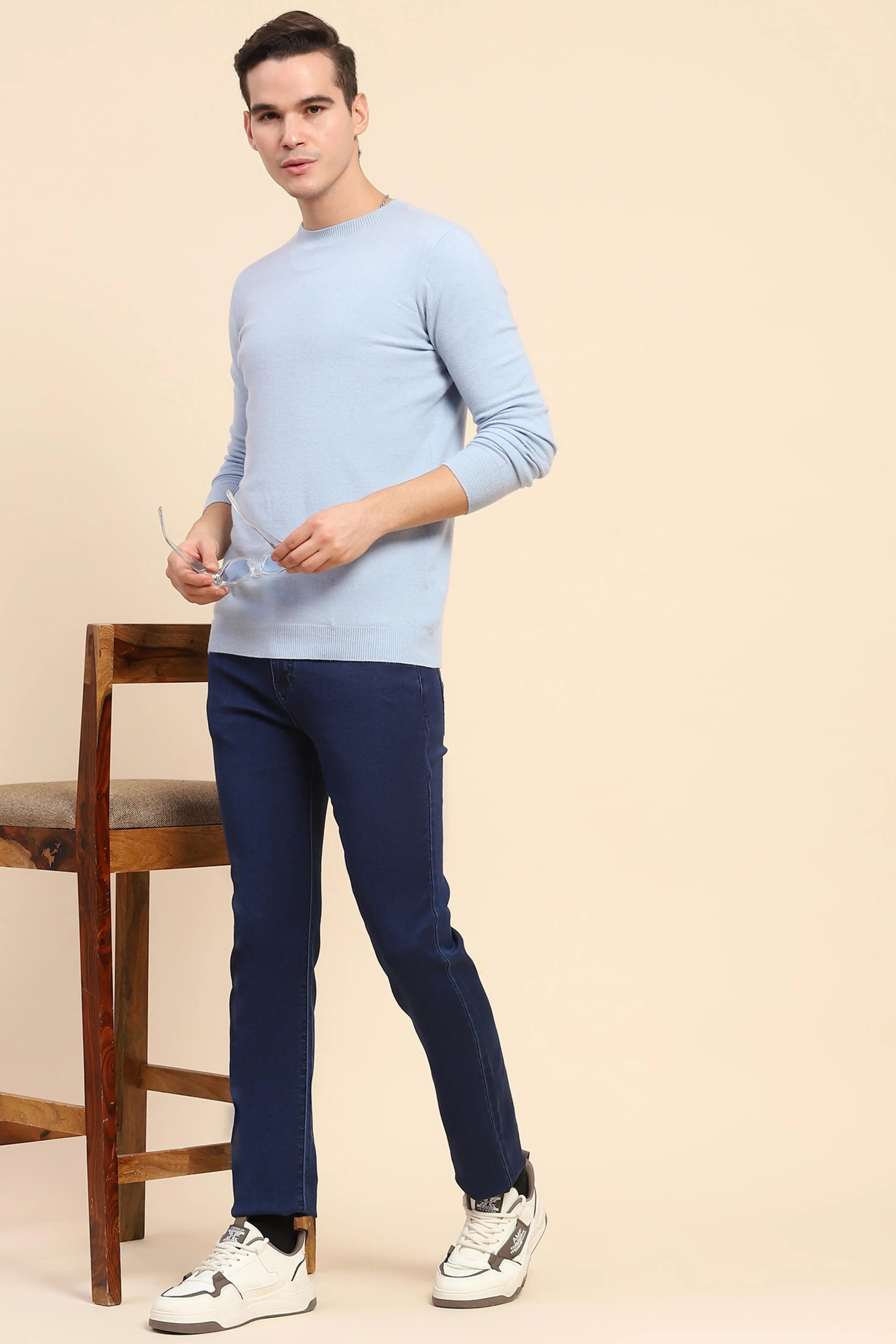 Sky Blue Wool Blend Pullover - Global Republic