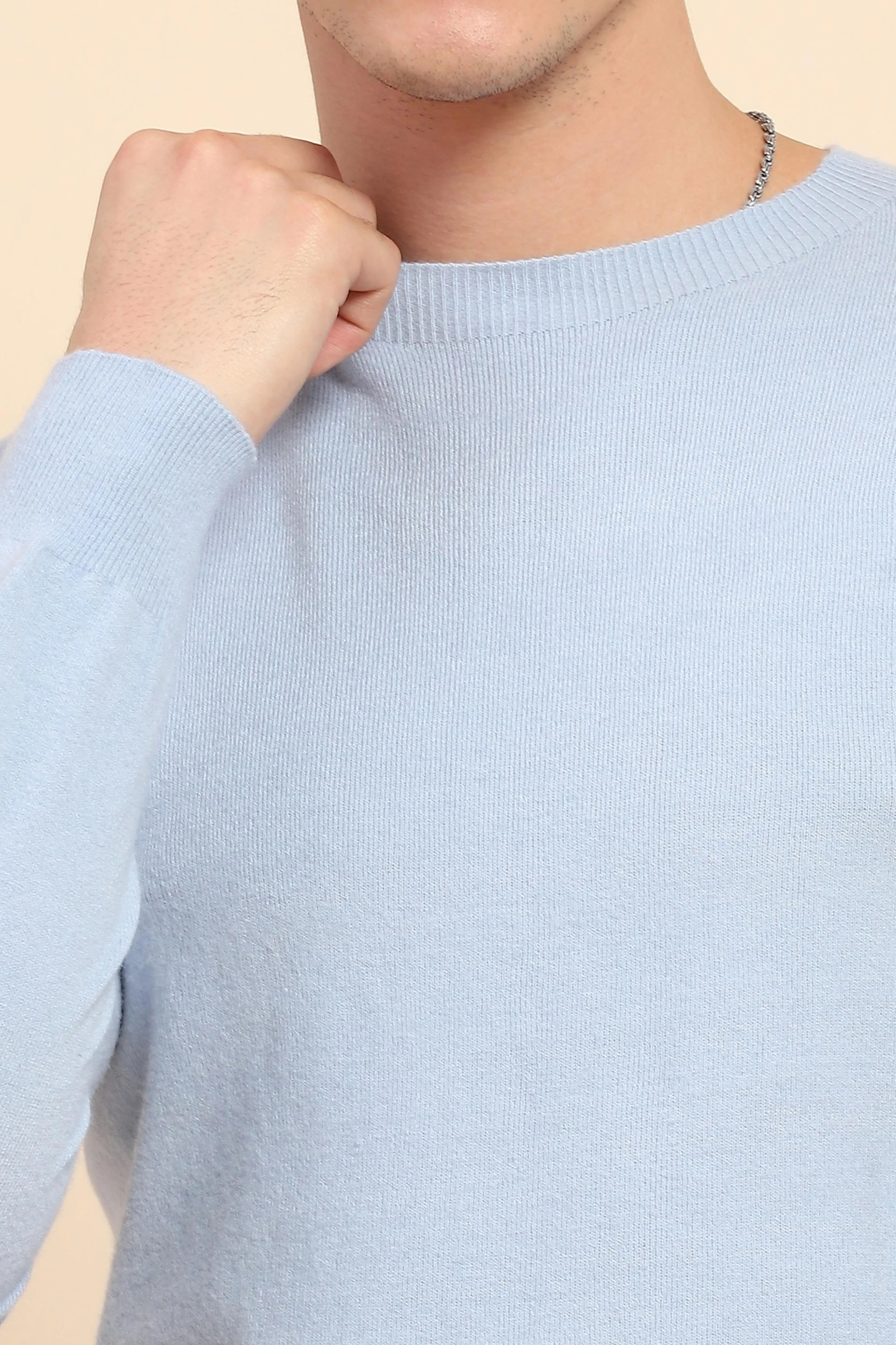 Sky Blue Wool Blend Pullover - Global Republic
