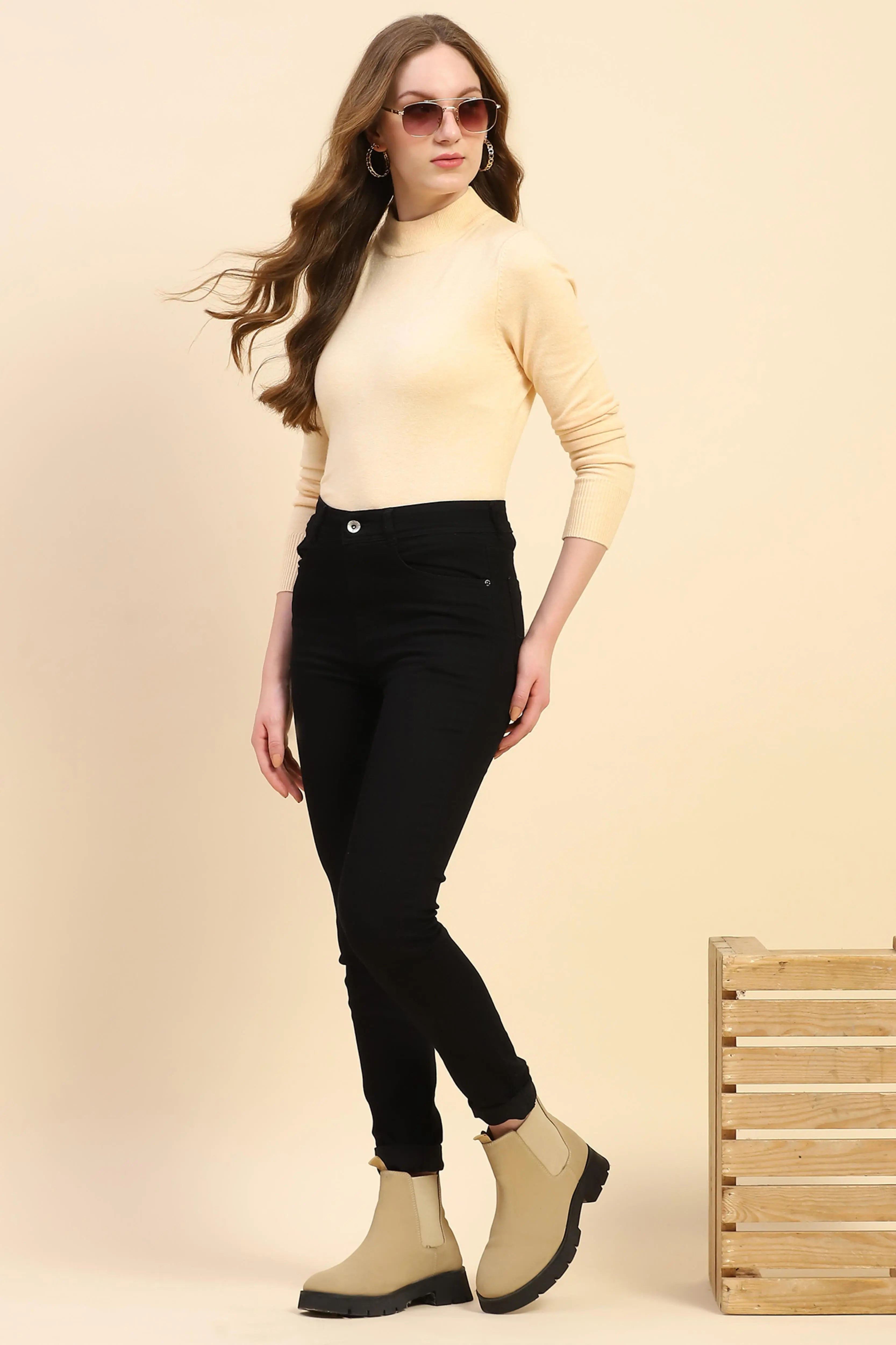 Cream Solid Wool Blend Pullover - Global Republic