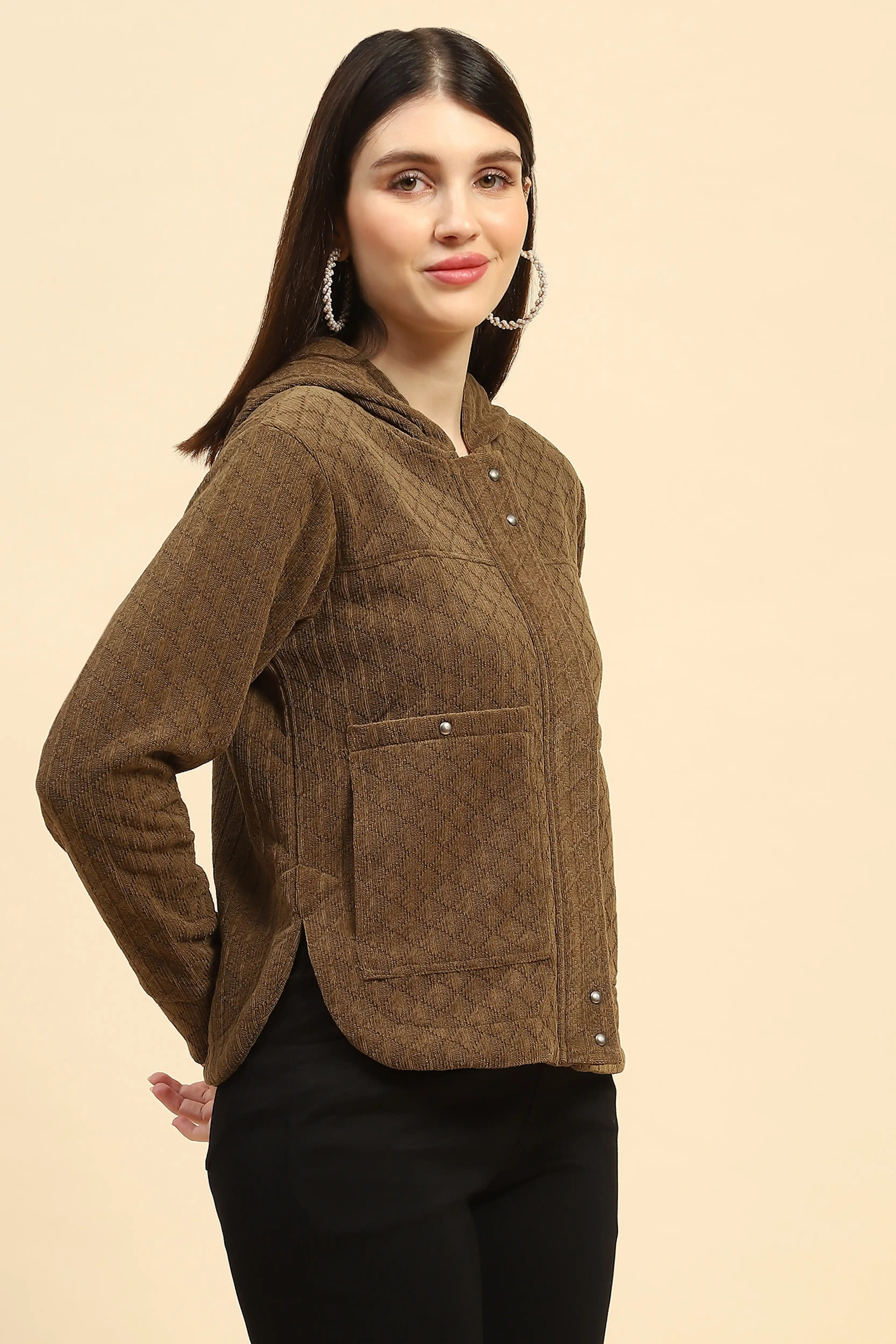 Brown Textured Sweatshirt