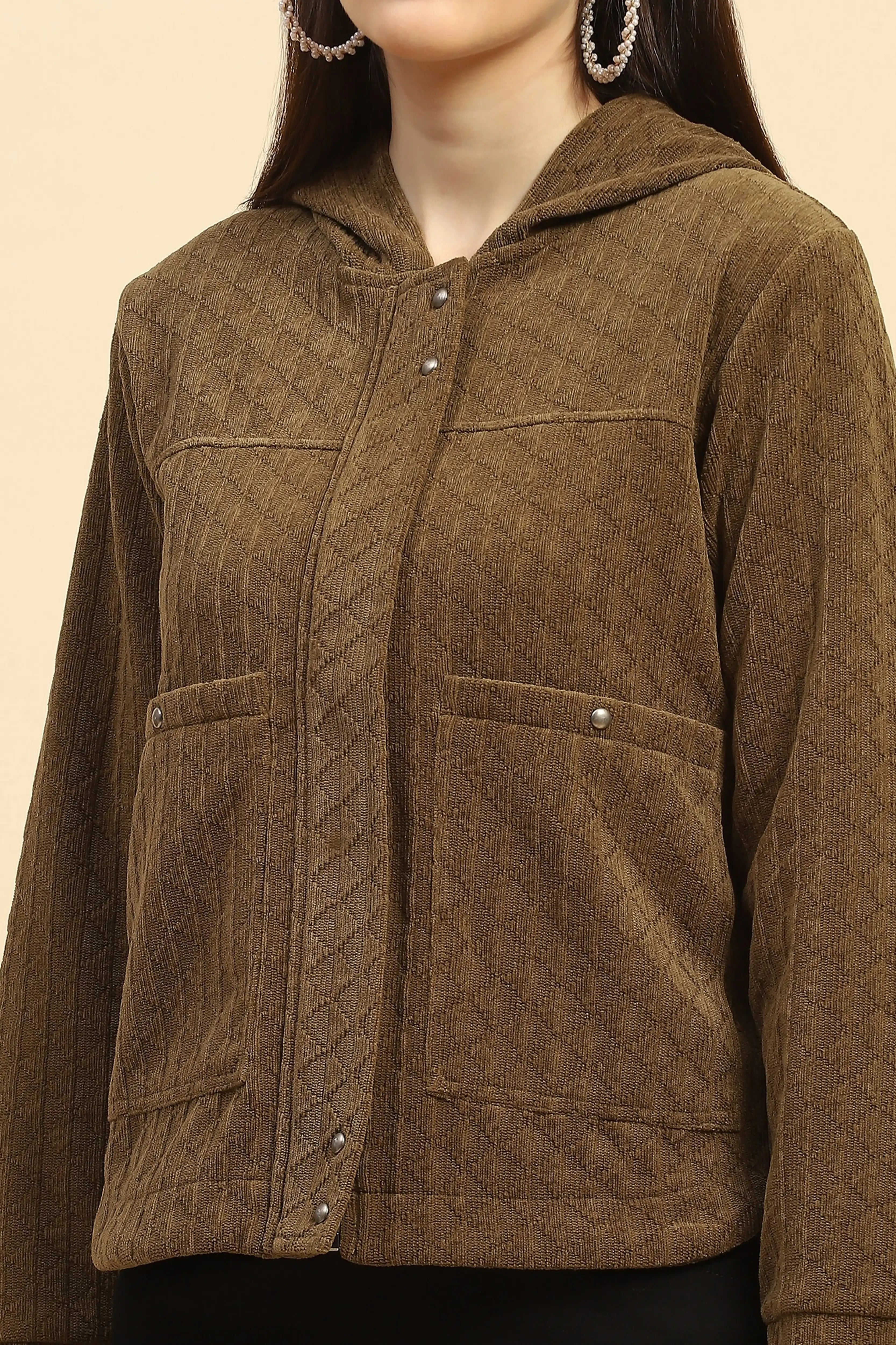 Brown Textured Sweatshirt