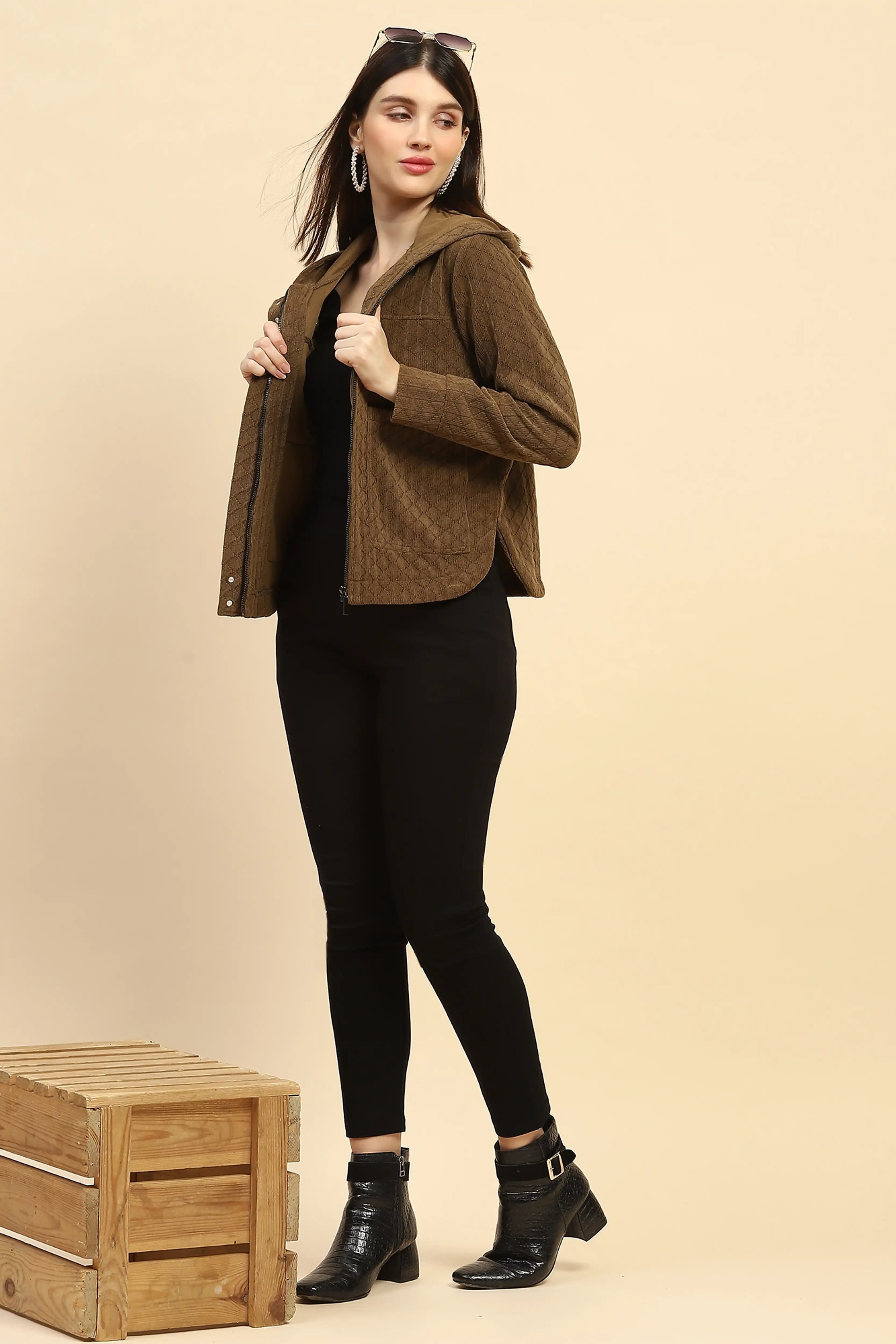 Brown Textured Sweatshirt