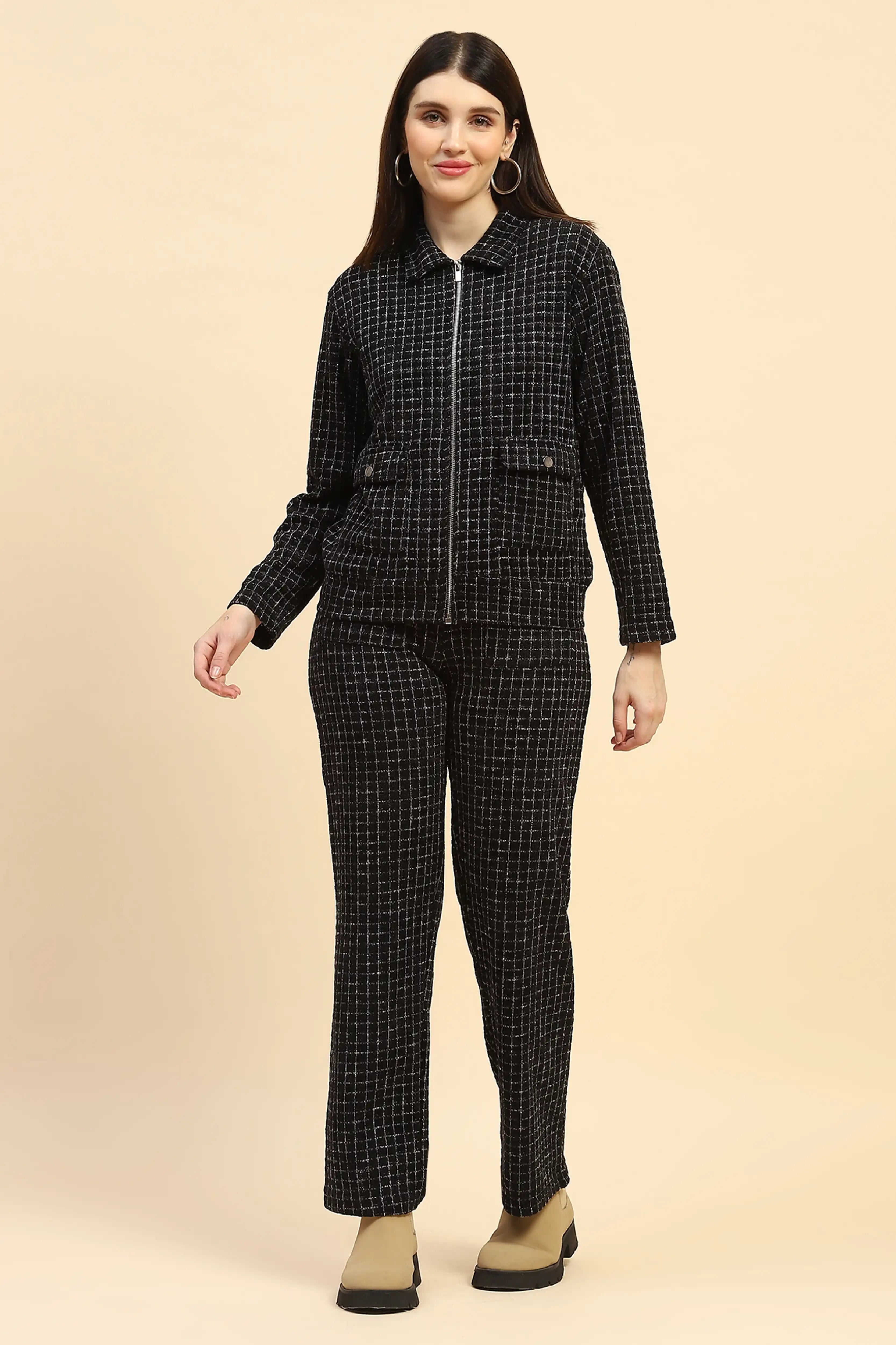 Black Checkerd Co ord Set