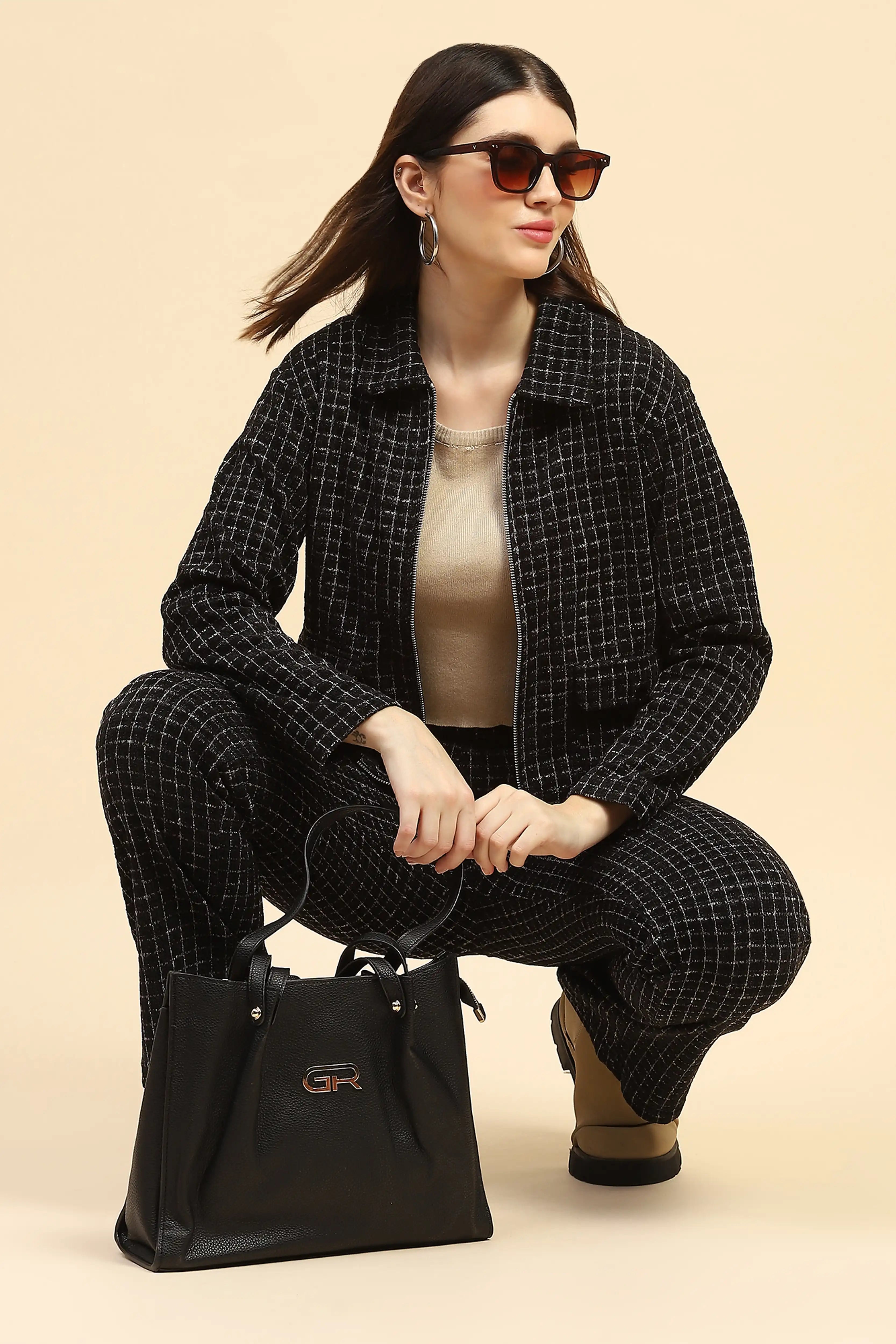 Black Checkerd Co ord Set