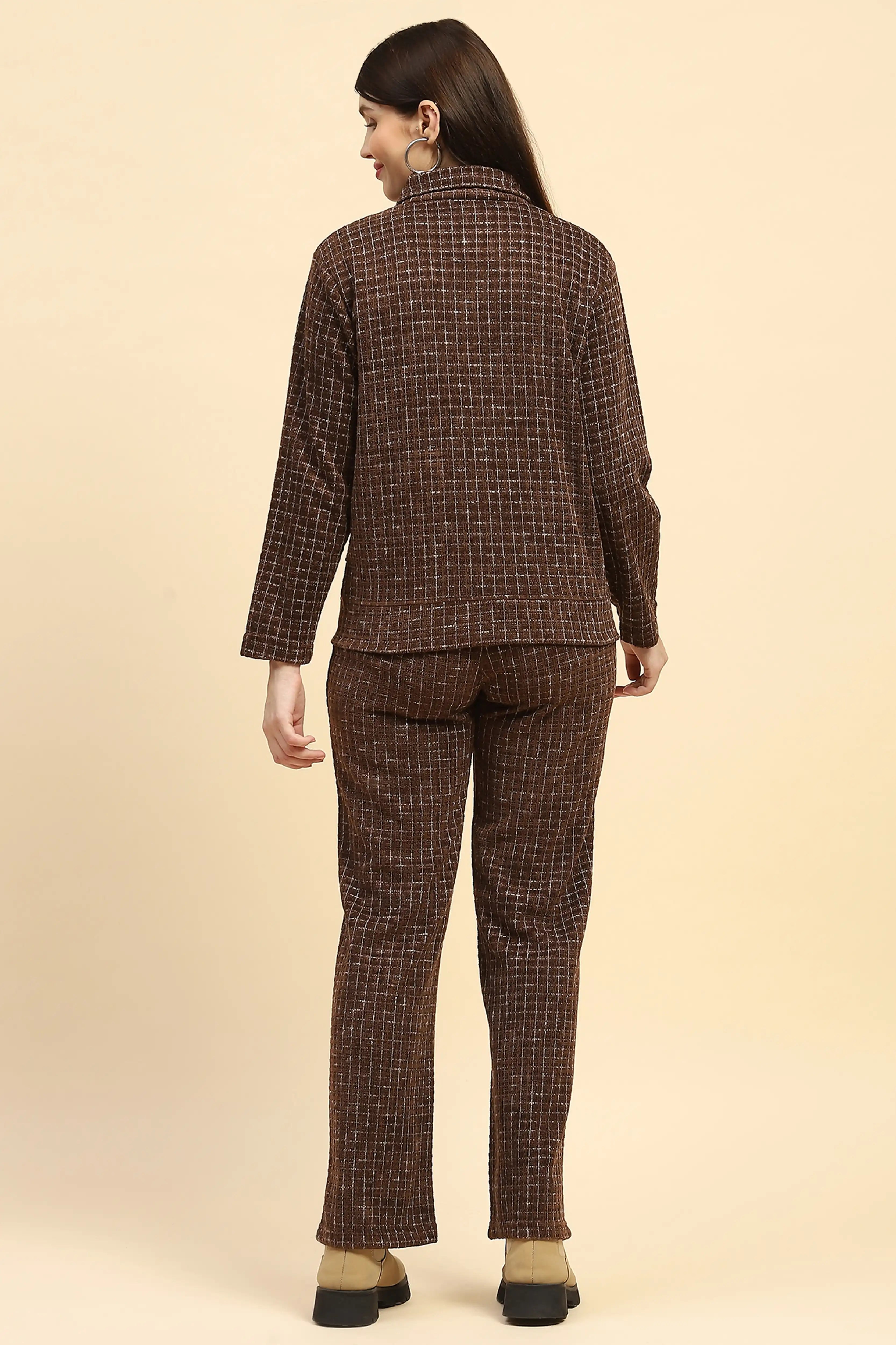 Coffee Checkered Co ord Set