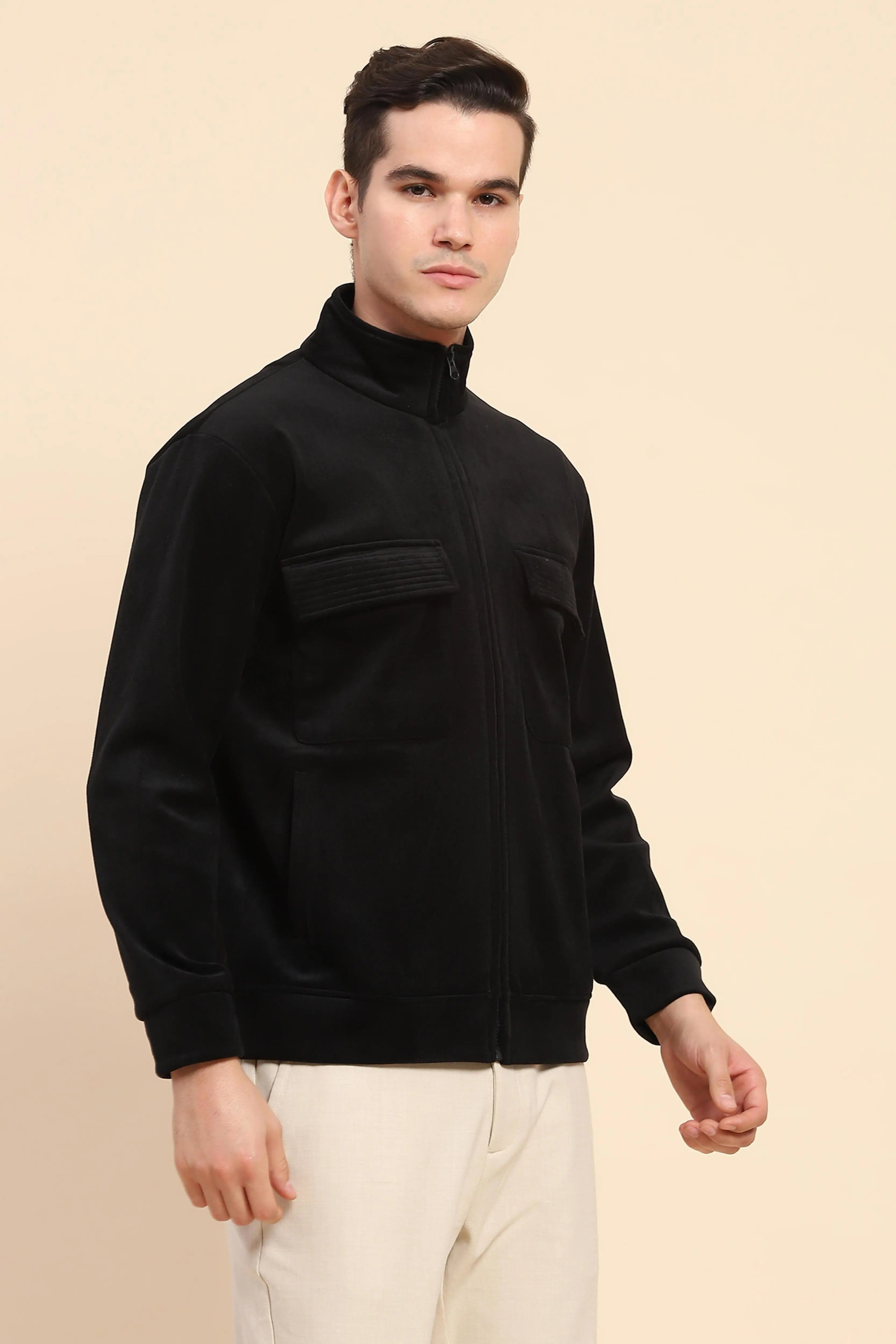 Black  Solid Jacket - Global Republic