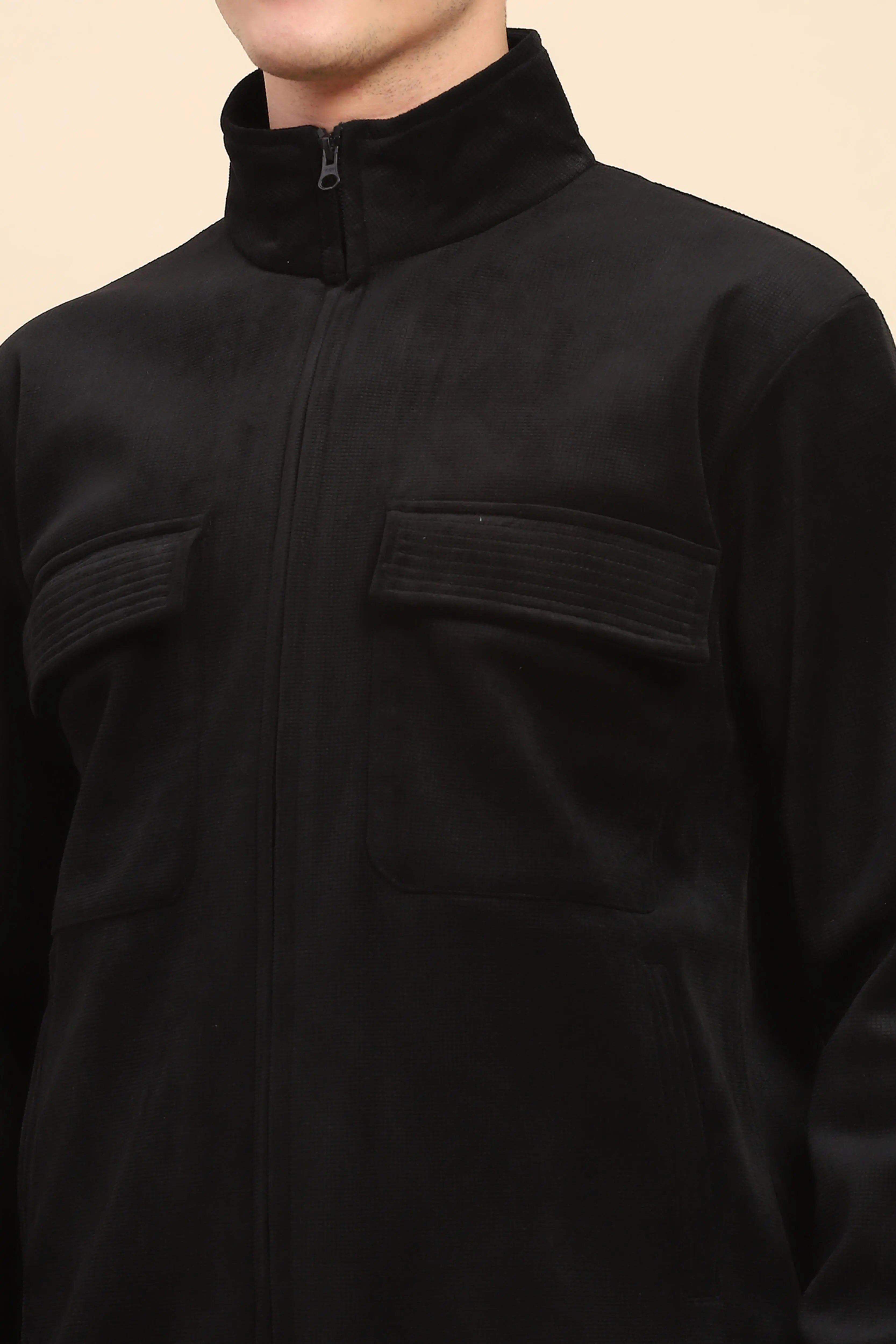 Black  Solid Jacket - Global Republic