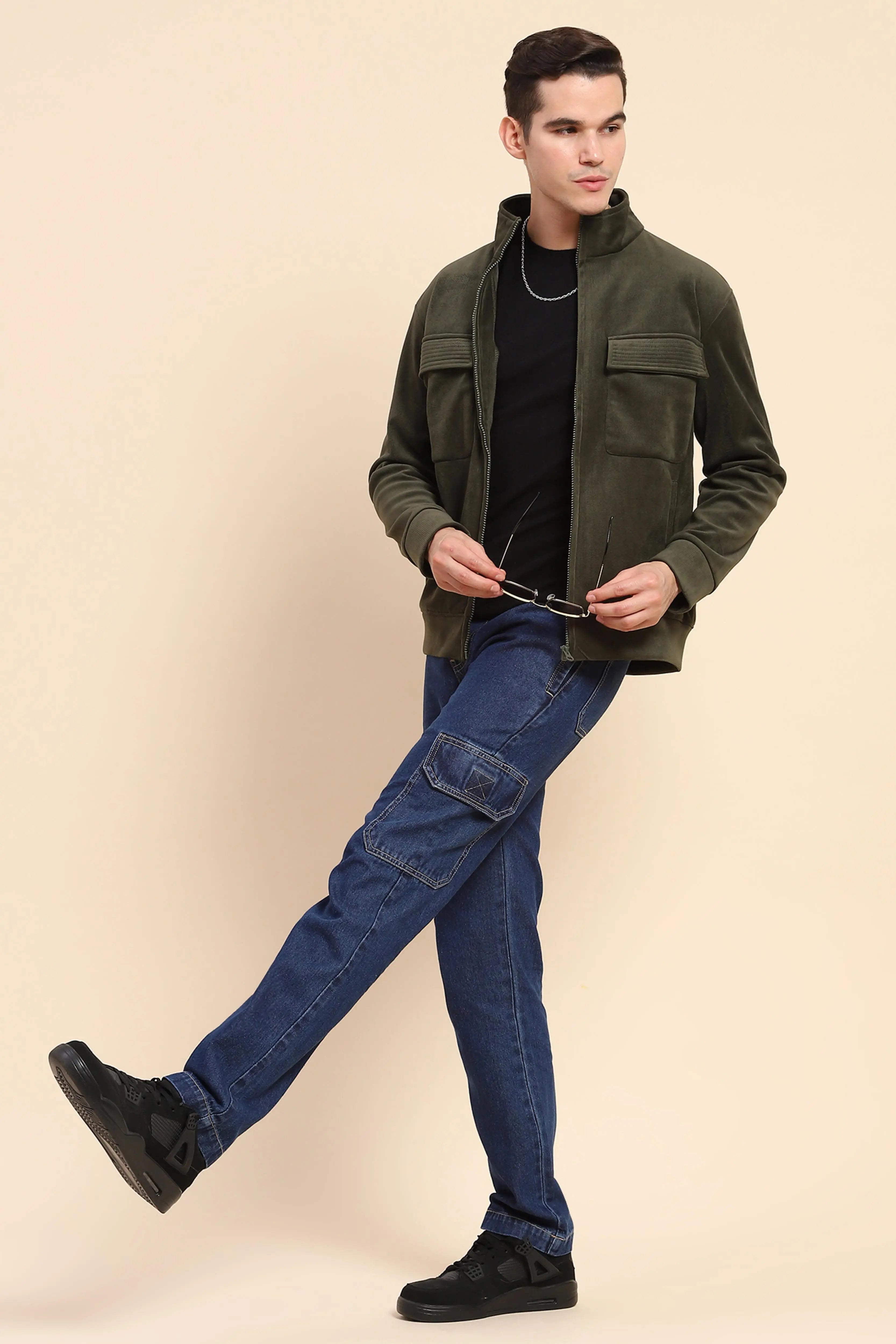 Olive  Solid Jacket - Global Republic