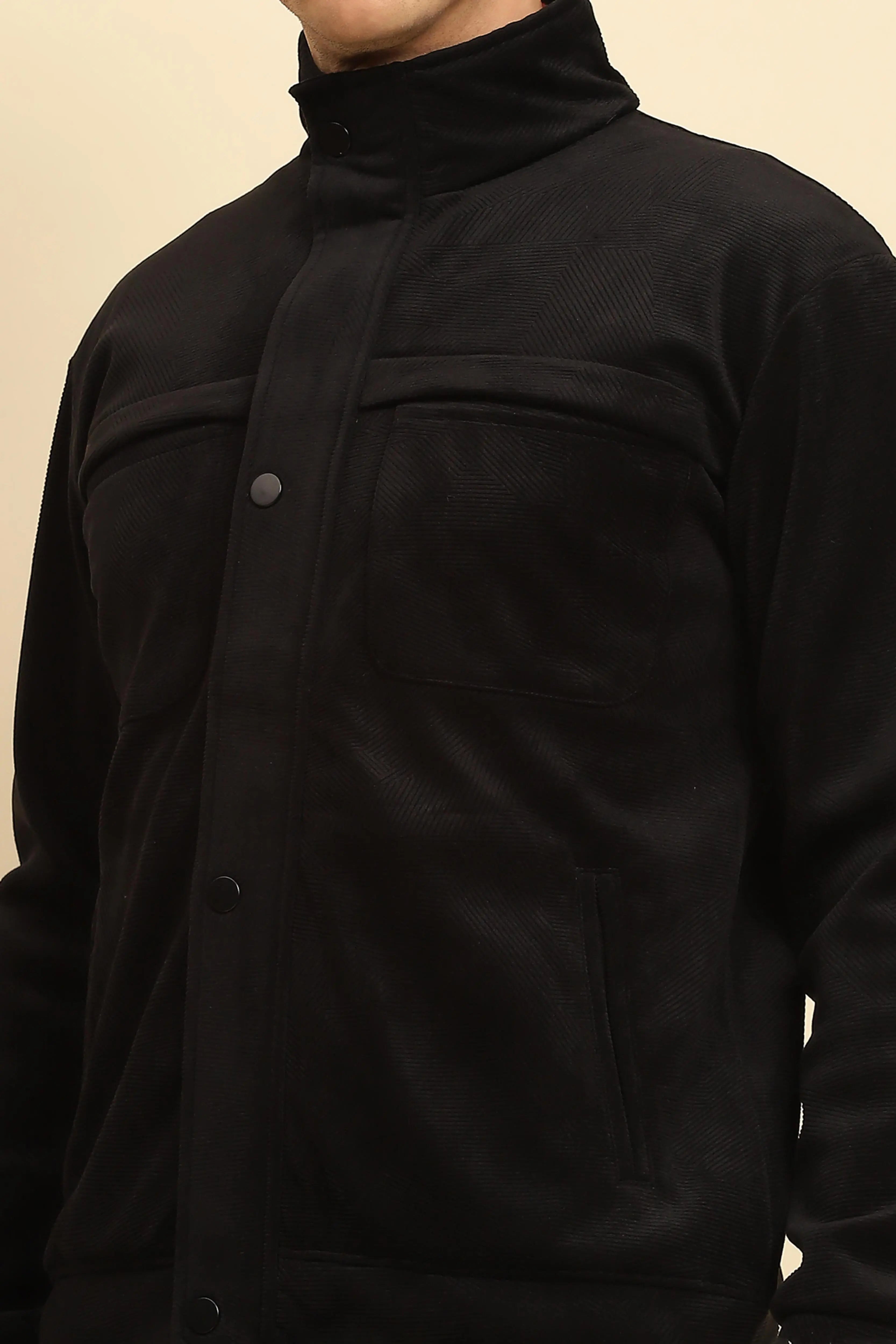 Black  Textured Jacket - Global Republic